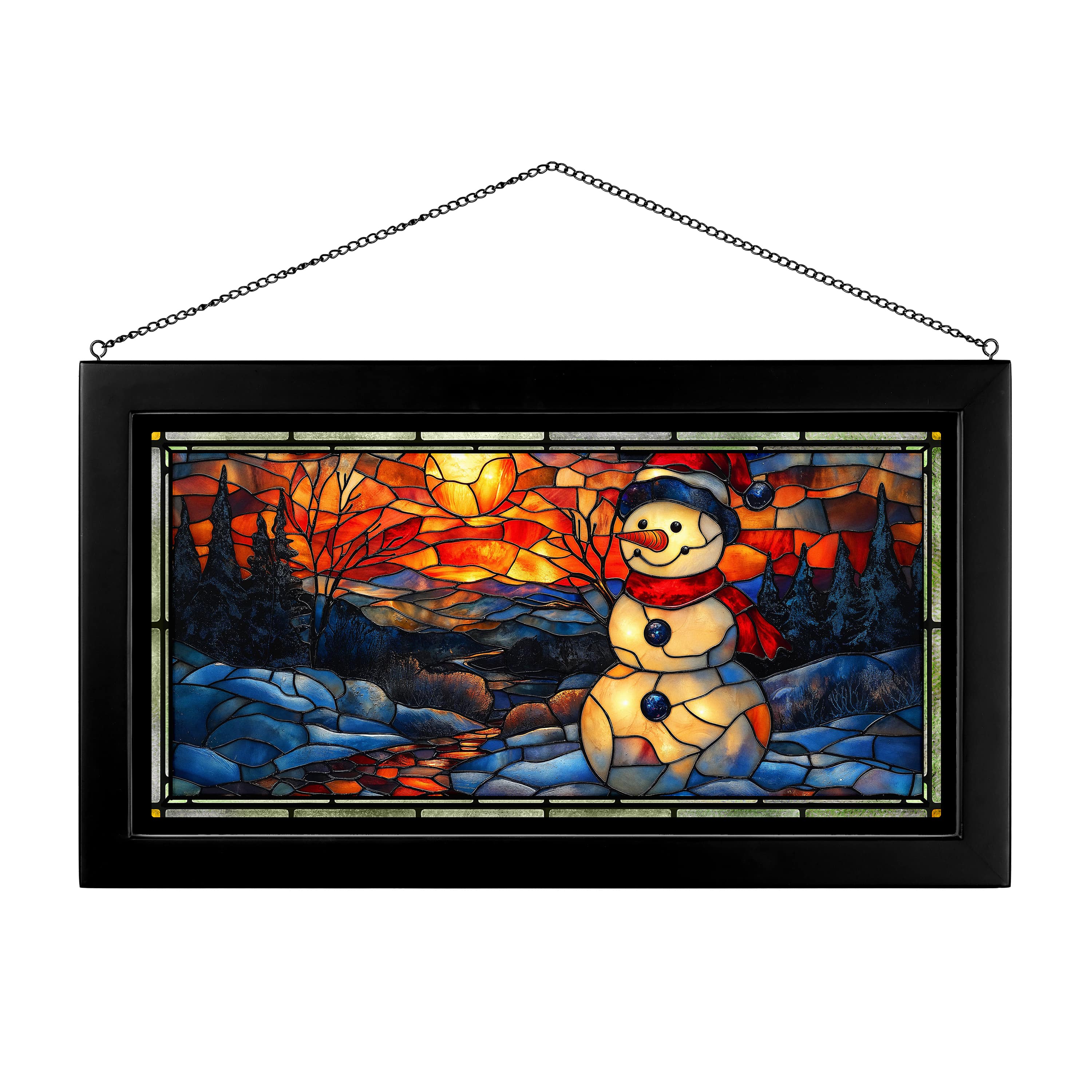 13 x 23 Stained Glass Art - Carrot Nose at Dusk Handmade Window Panel - Perfect for Home Decor, Church Windows & Holiday Gifts