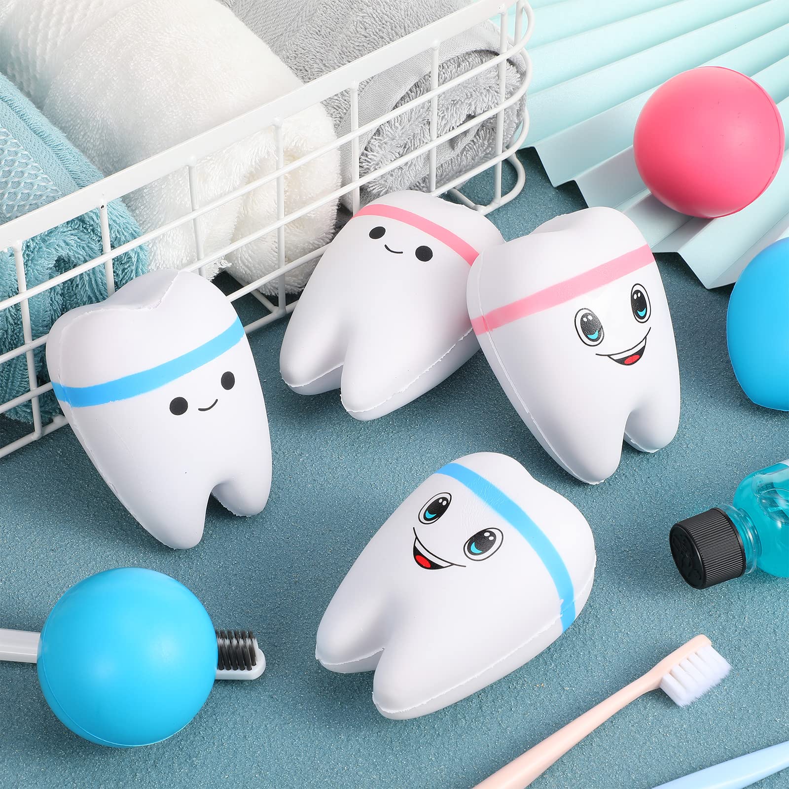 **Jerify 4-Pack Jumbo Slow-Rising Fake Teeth Toy for Stress Relief – Cute Dental Ball Chew Toy, Fun Gag Gift for Dentists & Adults – Perfect for Office, Party & Anxiety Relief**