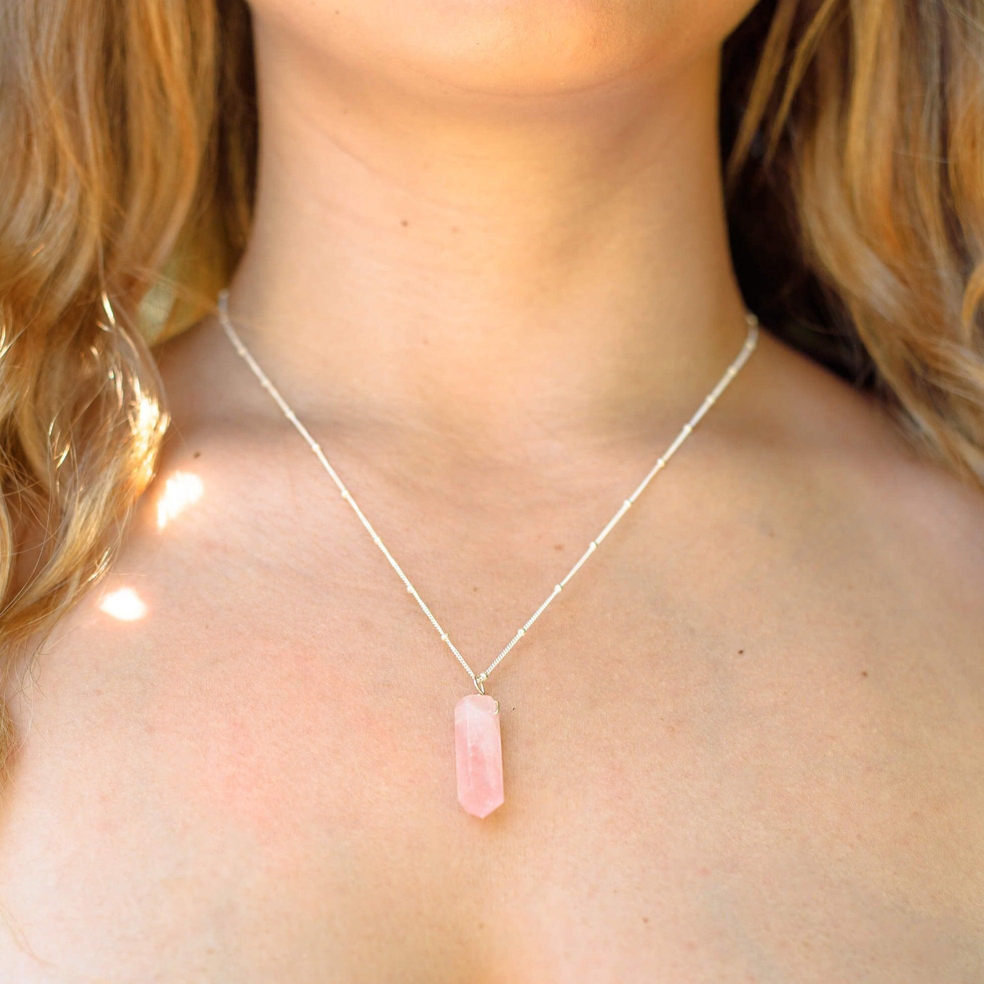 Rose Quartz Crystal Pendant Necklace - Healing Gemstone Jewelry for Women, Chakra Balancing & Positive Energy | Perfect for Meditation, Yoga & Spiritual Gifts