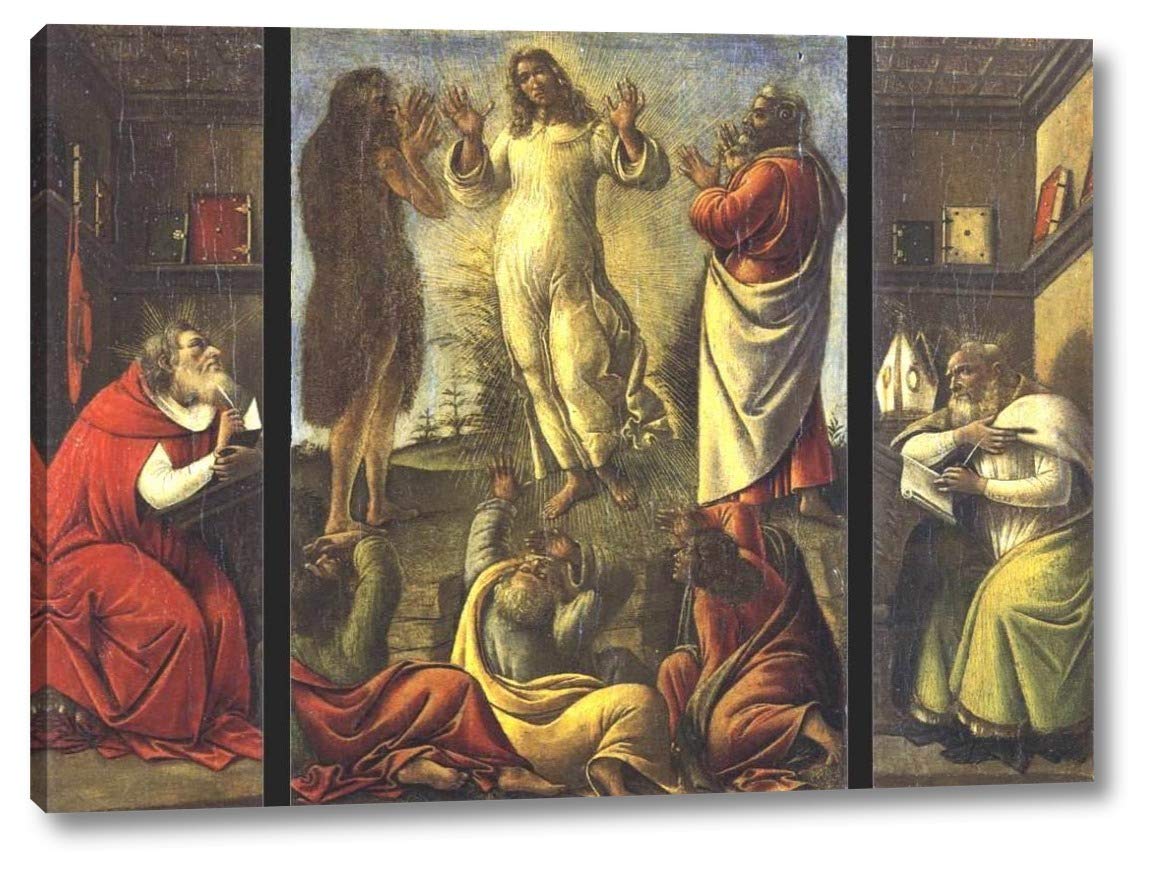 St. Jerome & St. Augustine Religious Canvas Art Print by Sandro Botticelli - 12x16 Inch Gallery Wrapped Ready-to-Hang Wall Decor - Perfect for Home, Church & Office Inspirational Decor
