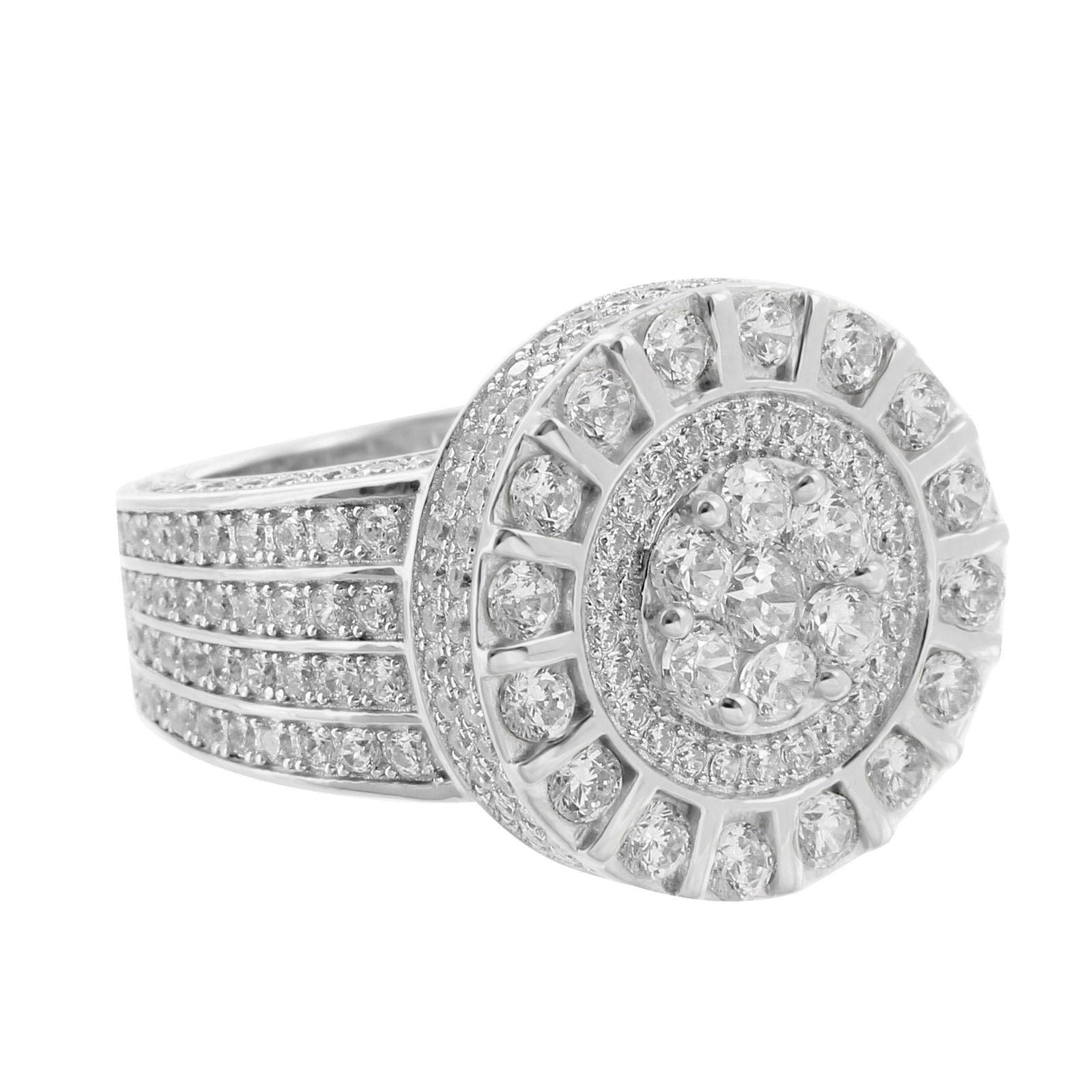 Men's Sterling Silver Cluster Ring - Elegant & Durable Jewelry for Gifts, Weddings & Everyday Wear