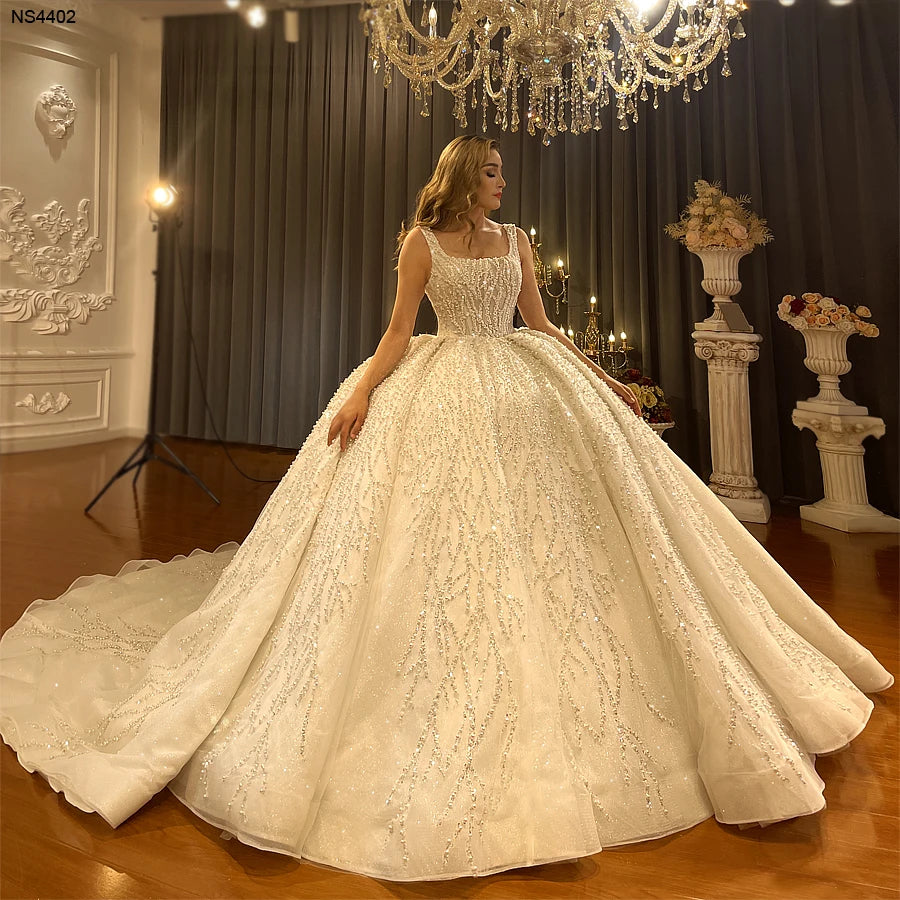 Elegant Straps Ball Gown Wedding Dress - New Design for Brides | Perfect for Church Ceremonies, Formal Events & Princess-Style Weddings