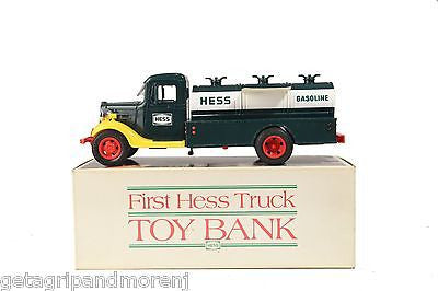 Vintage First Hess Truck Toy Bank Mint Condition with Original Box - Perfect for Collectors, Kids Play, and Holiday Gifts