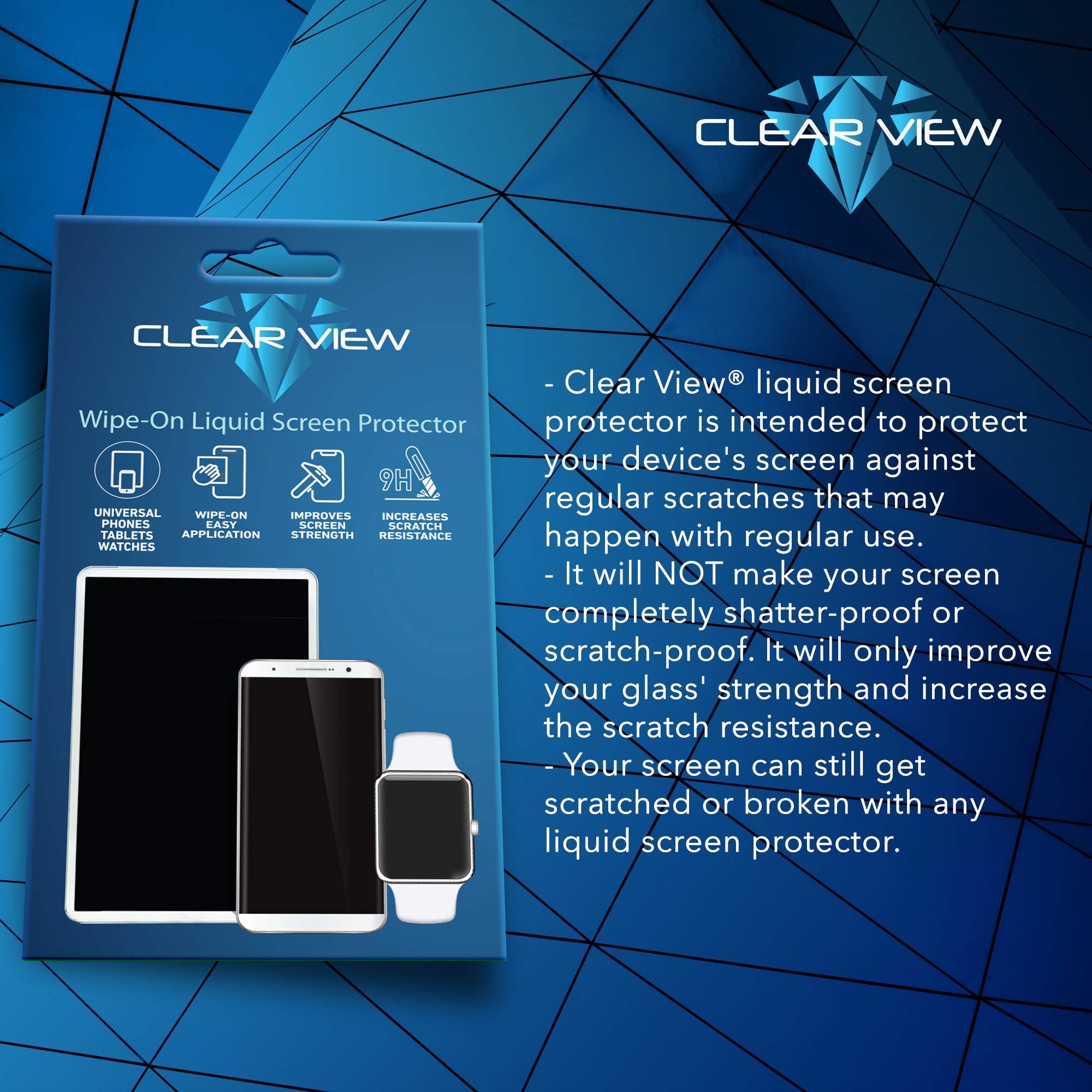 ClearView Liquid Glass Screen Protector for Smartphones, Tablets & Watches - 6 Devices Protection for Daily Use