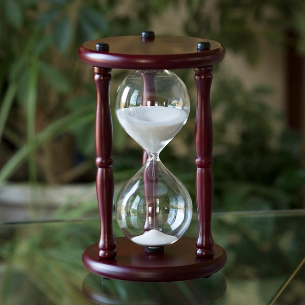 60 Minute Cherry Hourglass Timer with White or Swirled Natural Sand - Perfect for Board Games, Meditation & Classroom Activities