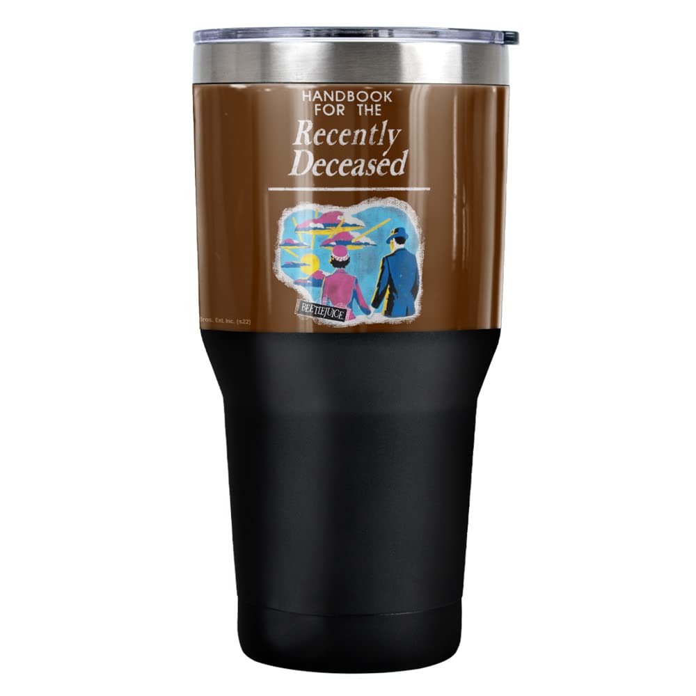 Beetlejuice The Handbook Stainless Steel Tumbler 30oz - Insulated Coffee Travel Mug with Leakproof Sliding Lid, Double Wall Vacuum Insulation for Hot & Cold Drinks - Perfect for Office, Commuting, and Outdoor Adventures