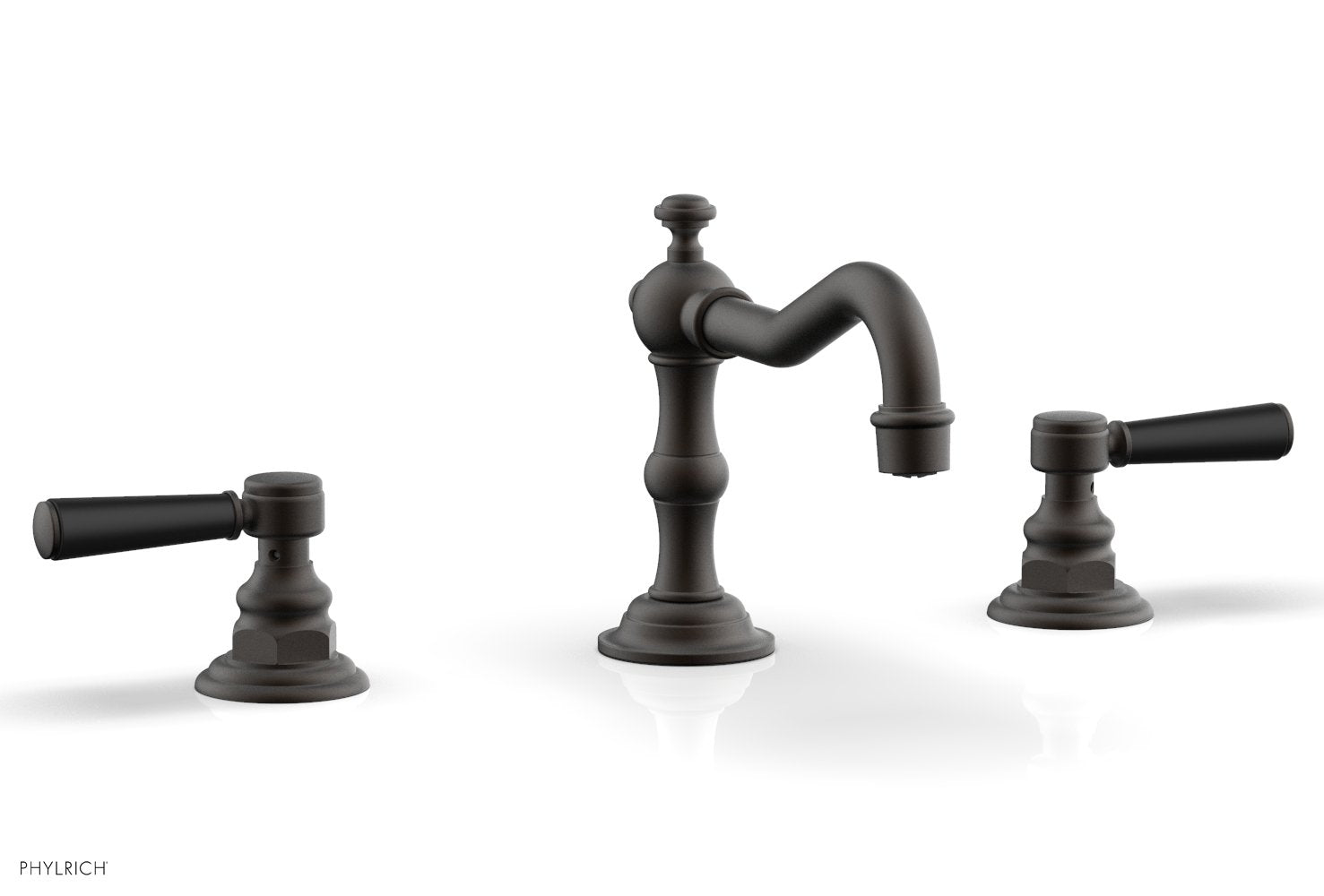HENRI Widespread Bathroom Faucet with Satin Black Lever Handles - Model 161 02 - Perfect for Modern Vanities and Powder Rooms