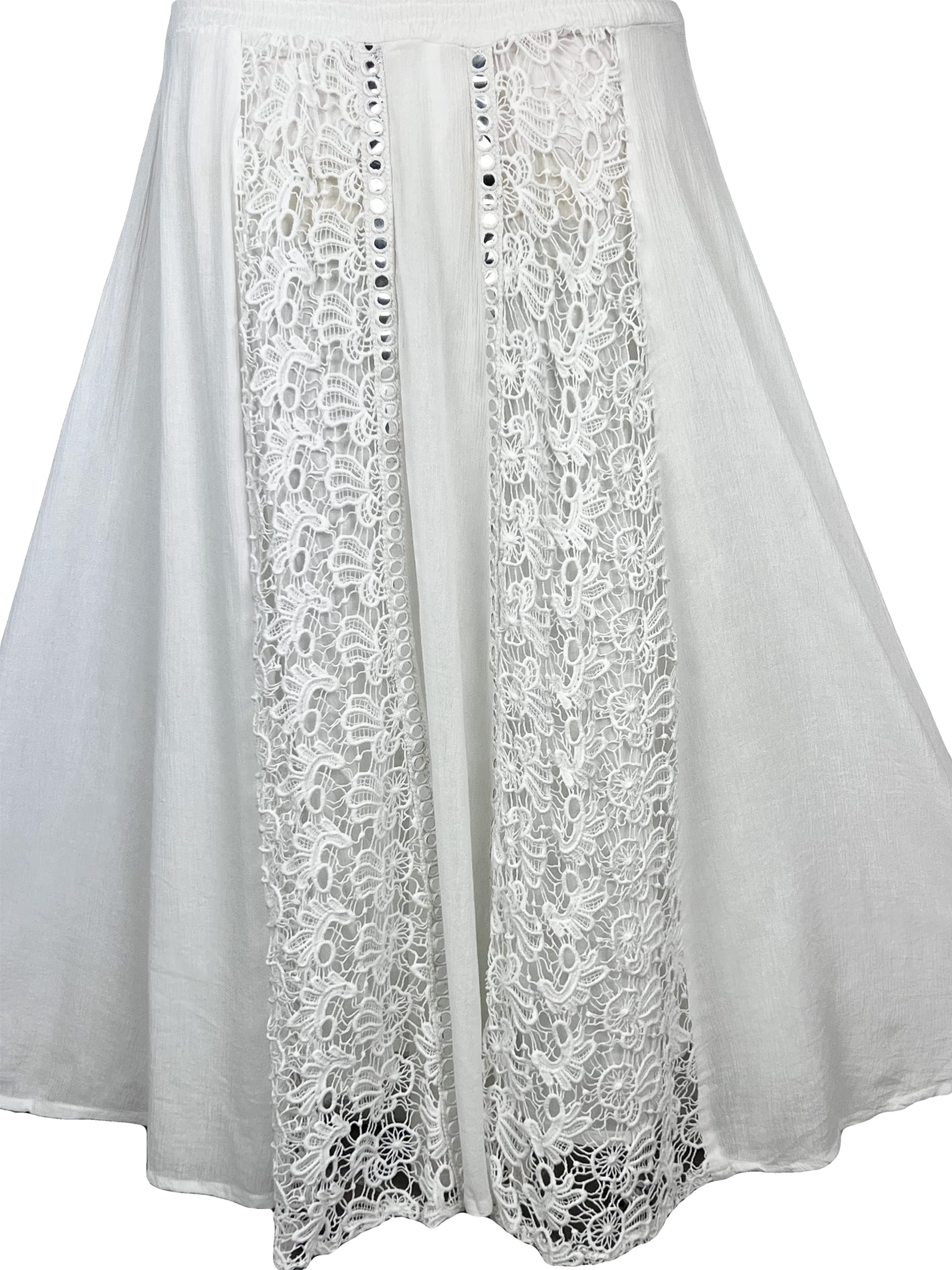 Agan Traders Women's Soft Rayon Smocked Elastic Waist Bohemian Long Skirt - Flowy Maxi Skirt for Spring 2025, Beach, Festival & Casual Wear