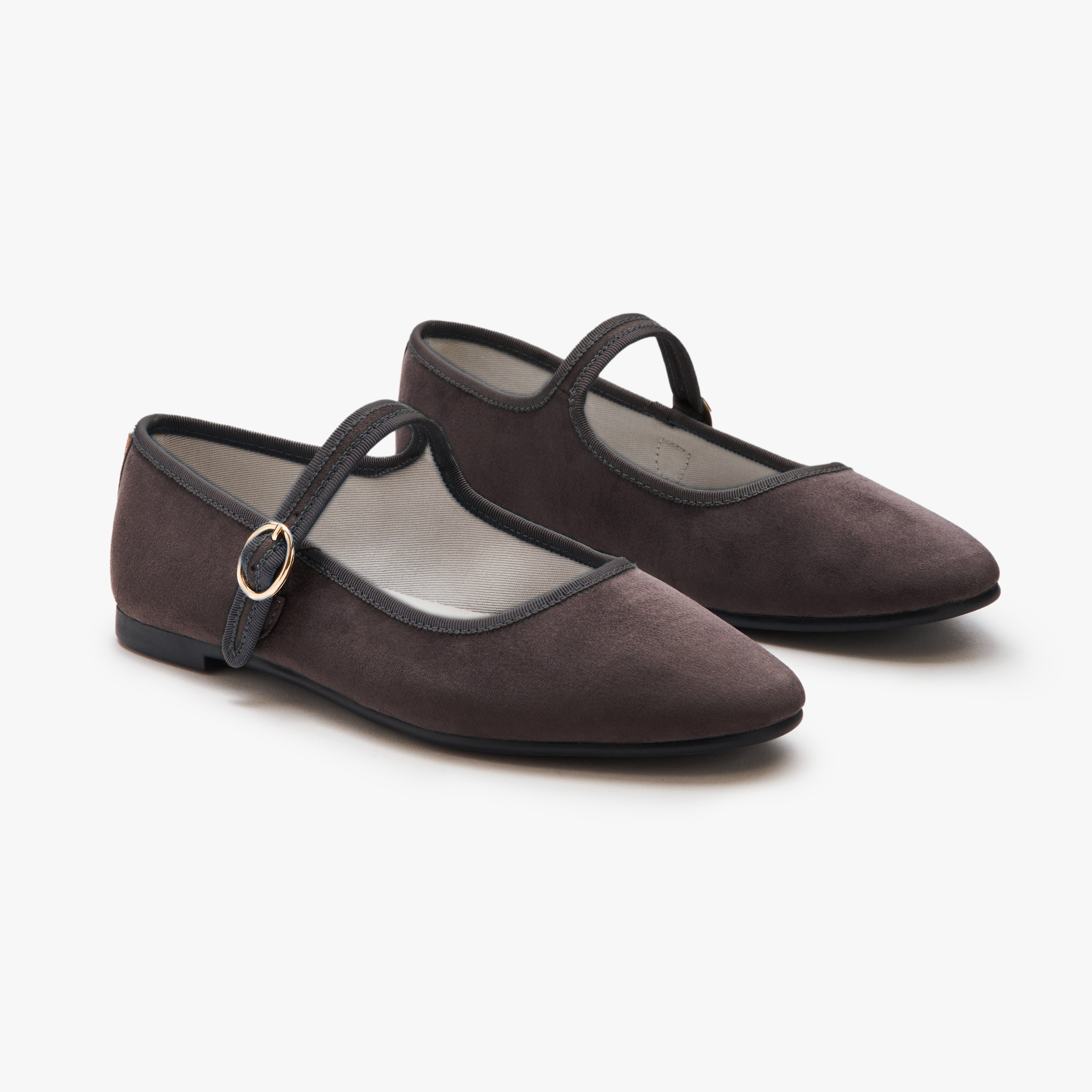 Belle Mary Jane Shoes for Women - Classic Coal Black Comfortable Flats with Buckle Strap - Perfect for Work, Office, and Casual Outfits