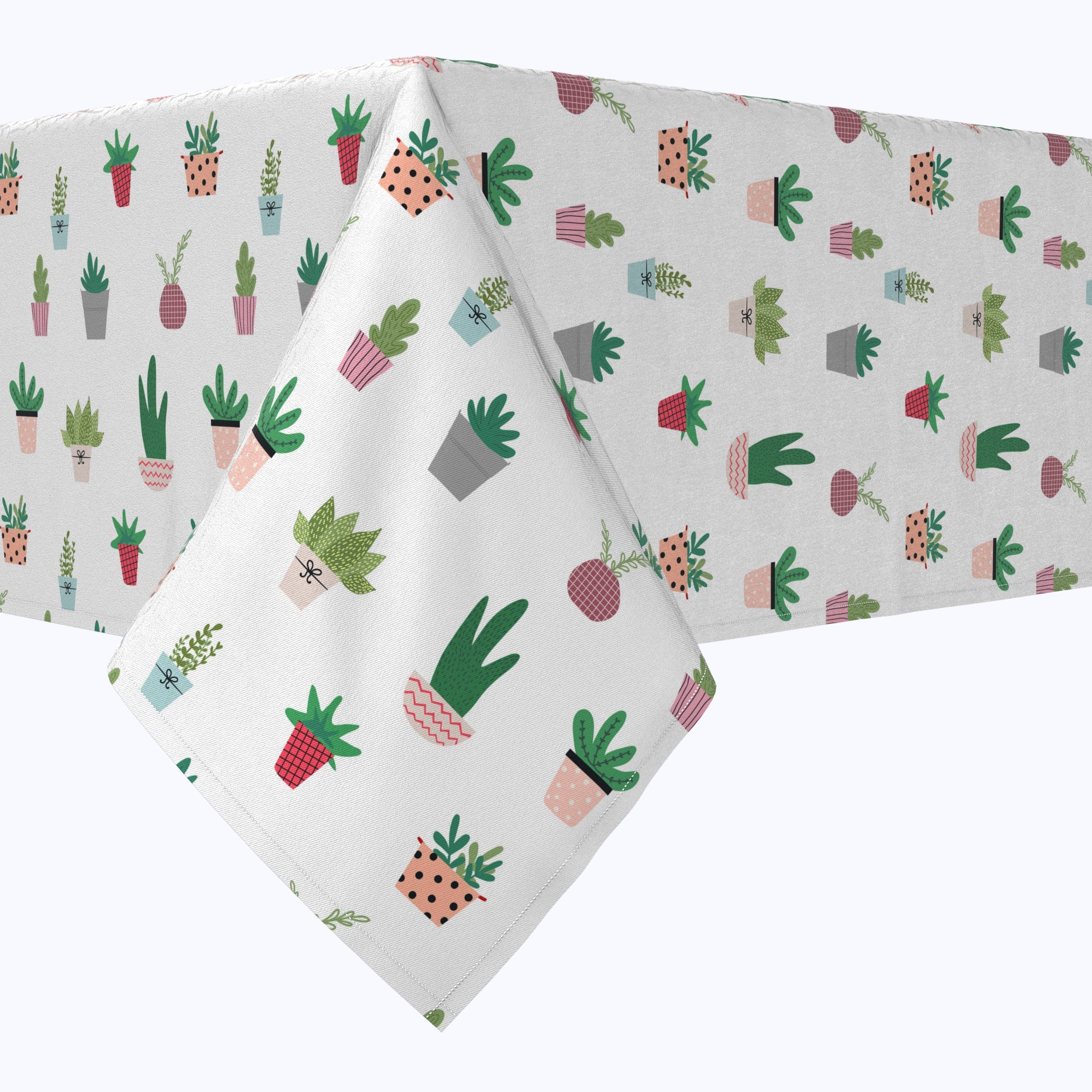 Cute Cartoon Succulent Plants Cotton Table Runners - Decorative Kitchen Dining Room Home Decor for Farmhouse & Boho Style