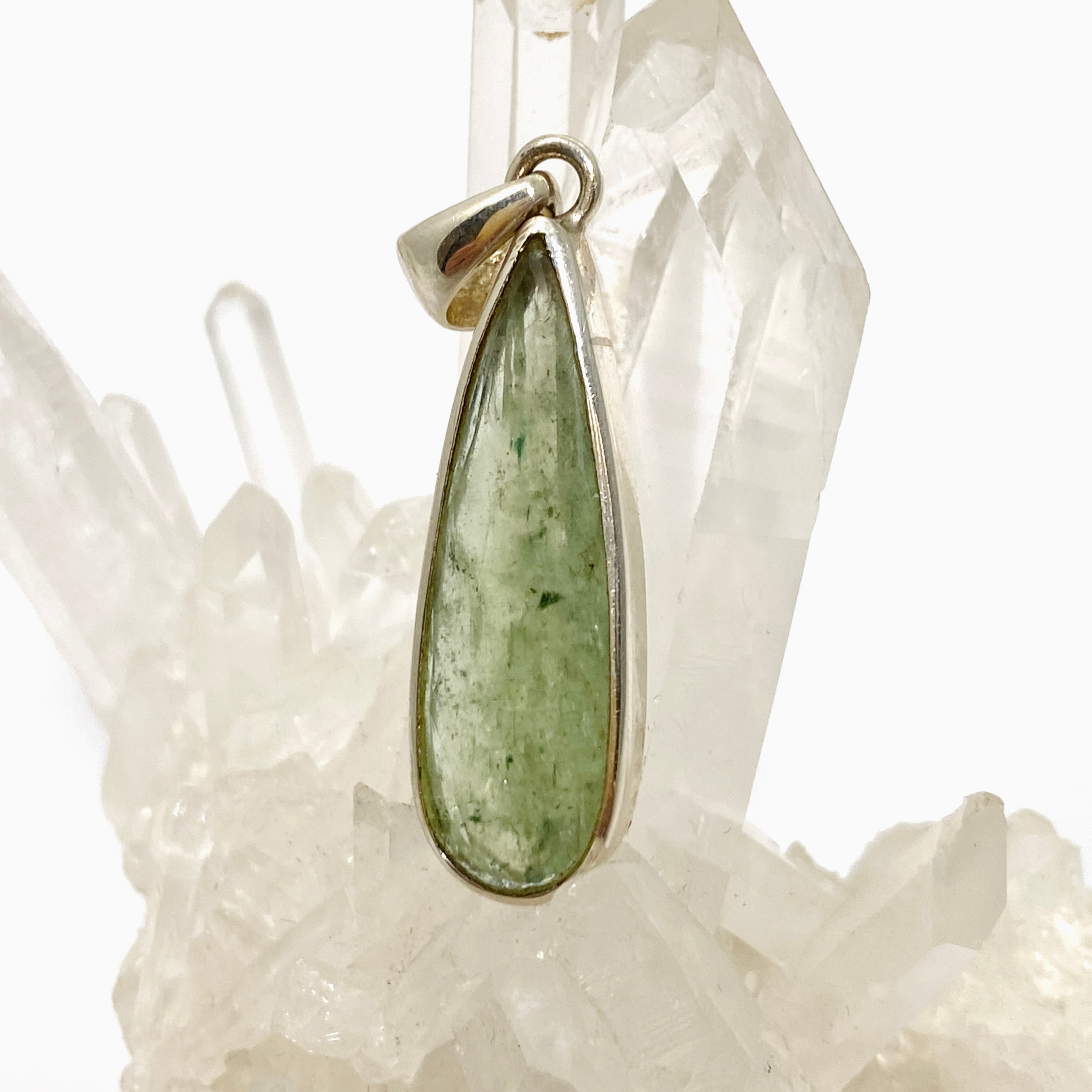 Natural Green Kyanite Teardrop Faceted Pendant from Africa - Handcrafted Gemstone Jewelry PPGJ800 for Meditation, Healing & Spiritual Energy