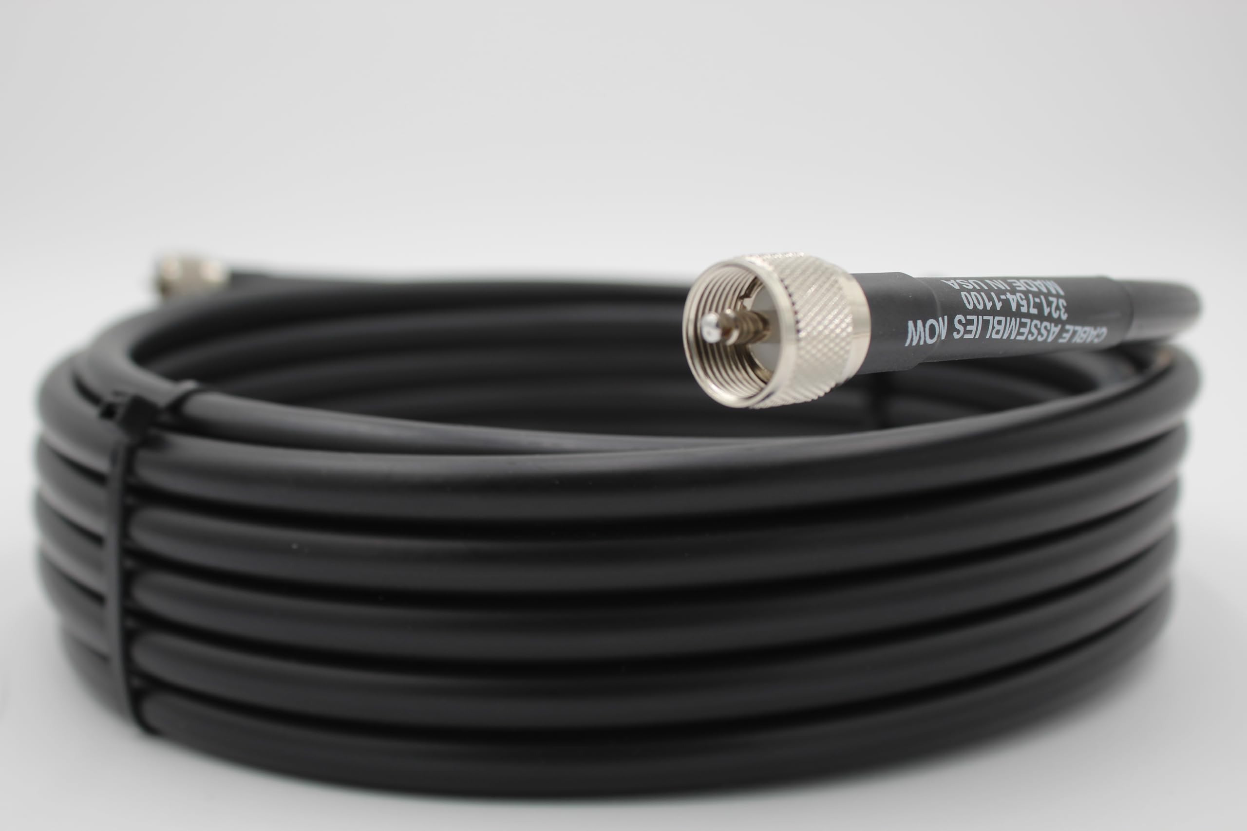 Times Microwave LMR-400 Low Loss Coaxial Cable 50ft with UHF Male to UHF Male (PL259) Connectors - 50 Ohm Coax Cable for WiFi, Ham Radio, CB Radios, Two-Way Communication & Antenna Installation - Perfect for Home/Office Signal Boosting & Outdoor Transmitter Setups