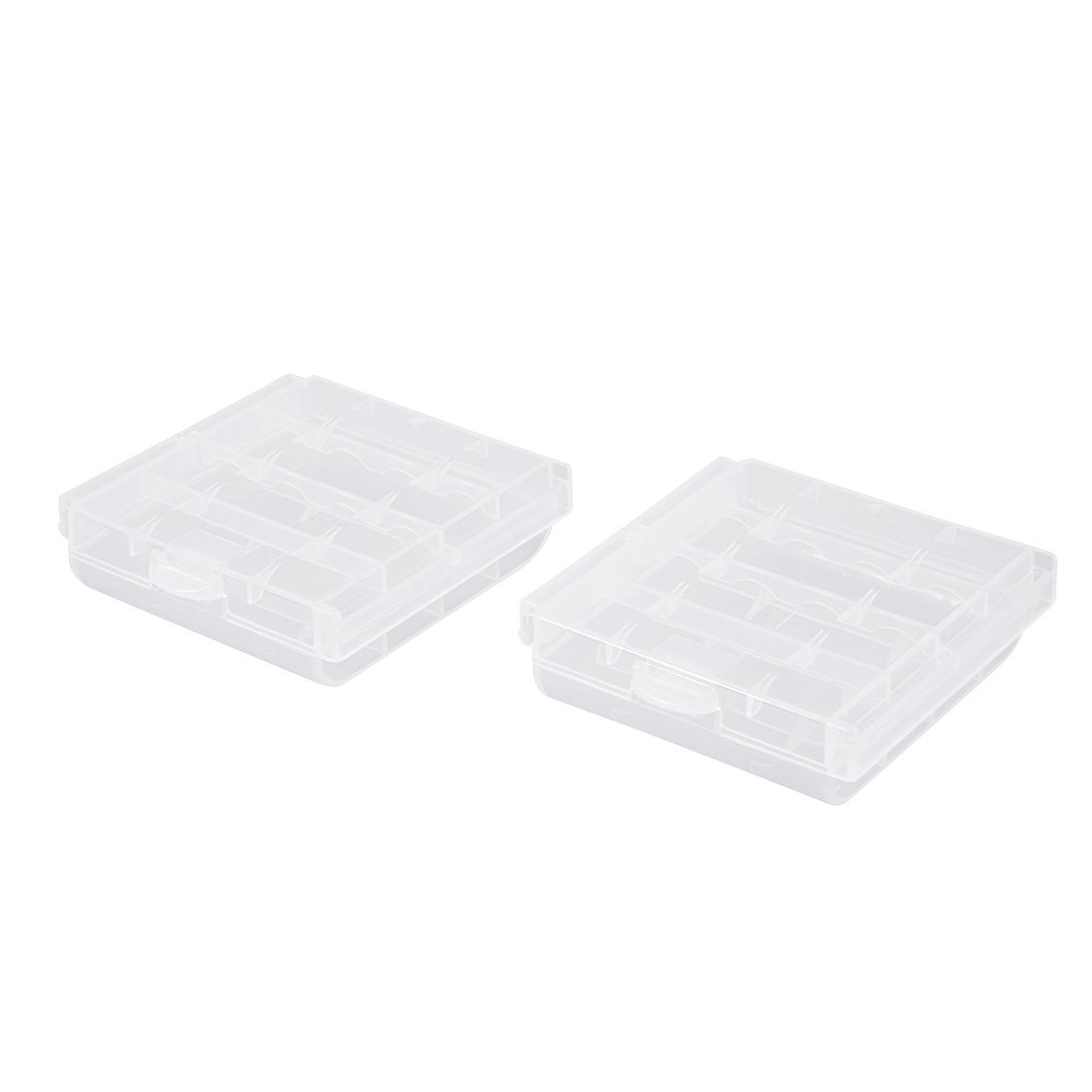 uxcell 2-Pack Clear AAA/AA 4-Cell Battery Holder Case - Portable Protective Storage for Batteries | Ideal for Organizing Alkaline/NiMH Batteries at Home, Office or Travel