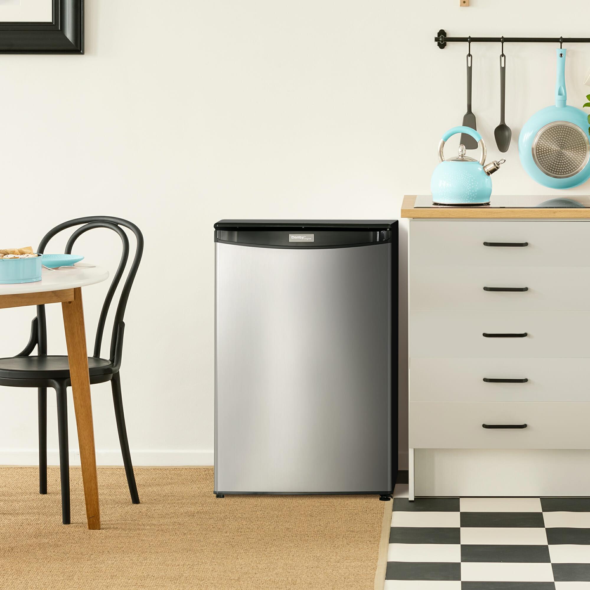Danby 4.4 cu ft Compact Refrigerator 21 Inch - Energy Efficient Mini Fridge for Dorm, Office, Bedroom, or Kitchen - Stainless Steel DAR044A4BSSDD