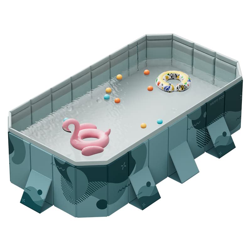 Foldable Above Ground Swimming Pool - 3m Rectangular Outdoor Family Pool with Drain Plug & Easy Assembly | Perfect for Backyard, Garden, and Summer Fun (Style B)