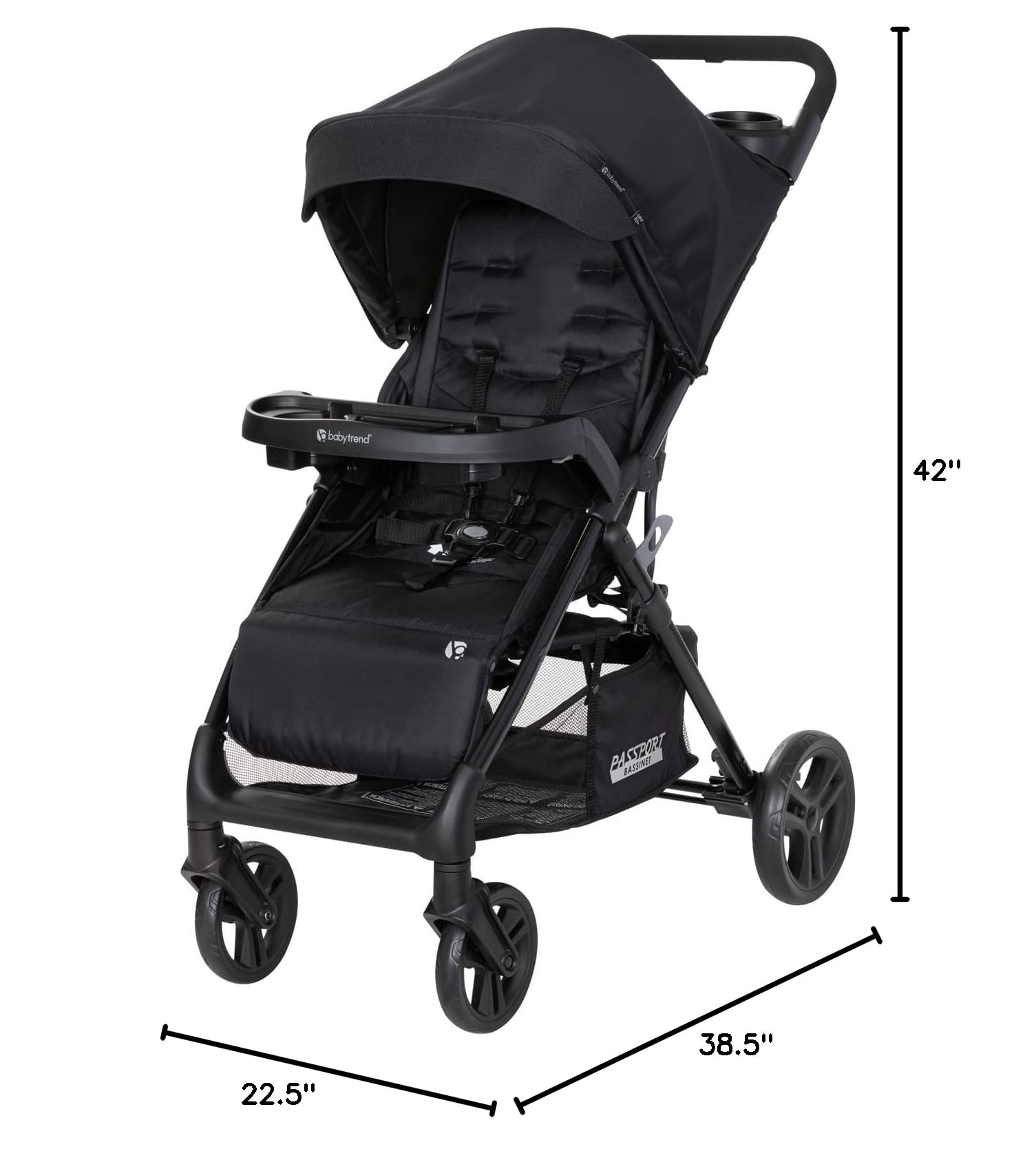 Baby Trend Passport® Ultra Black Lightweight Stroller - Compact Foldable Travel Stroller for Infants & Toddlers - Perfect for Air Travel, Shopping, and Daily Walks