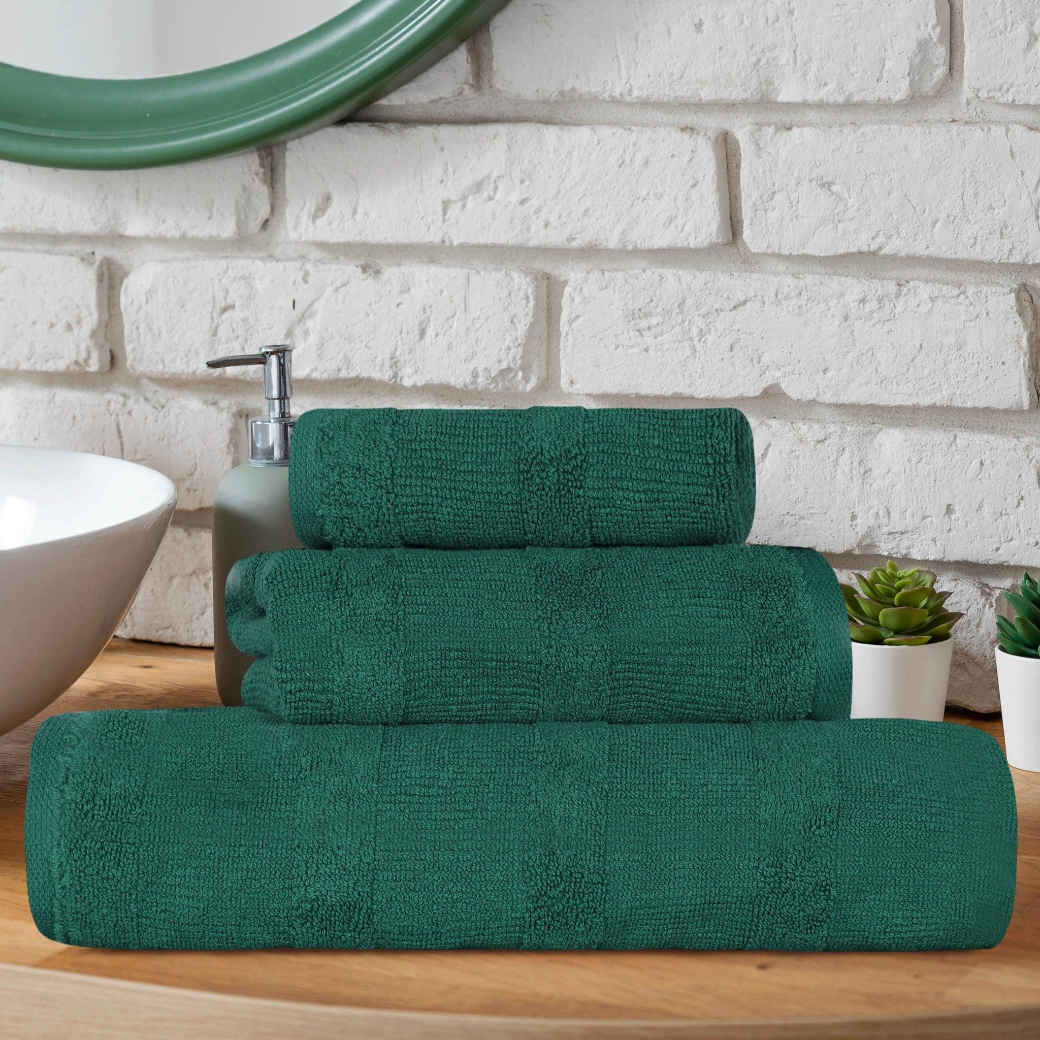 Premium Roma Cotton Ribbed Textured Towel Set - Ultra Soft & Highly Absorbent 3-Piece Bath Towel Collection for Spa, Gym, and Luxury Home Use