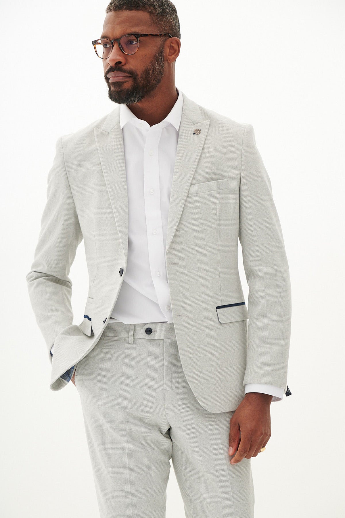 BROMLEY Stone Check Two Piece Suit for Men | Classic Business & Formal Attire | Perfect for Office, Weddings & Special Events