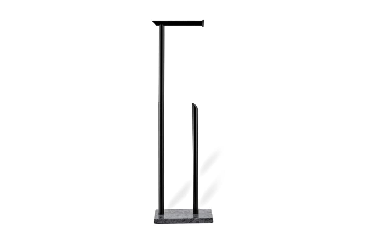 ROOMOXIE Freestanding Toilet Paper Holder Stand with Marble Base & Reserve Storage - 26