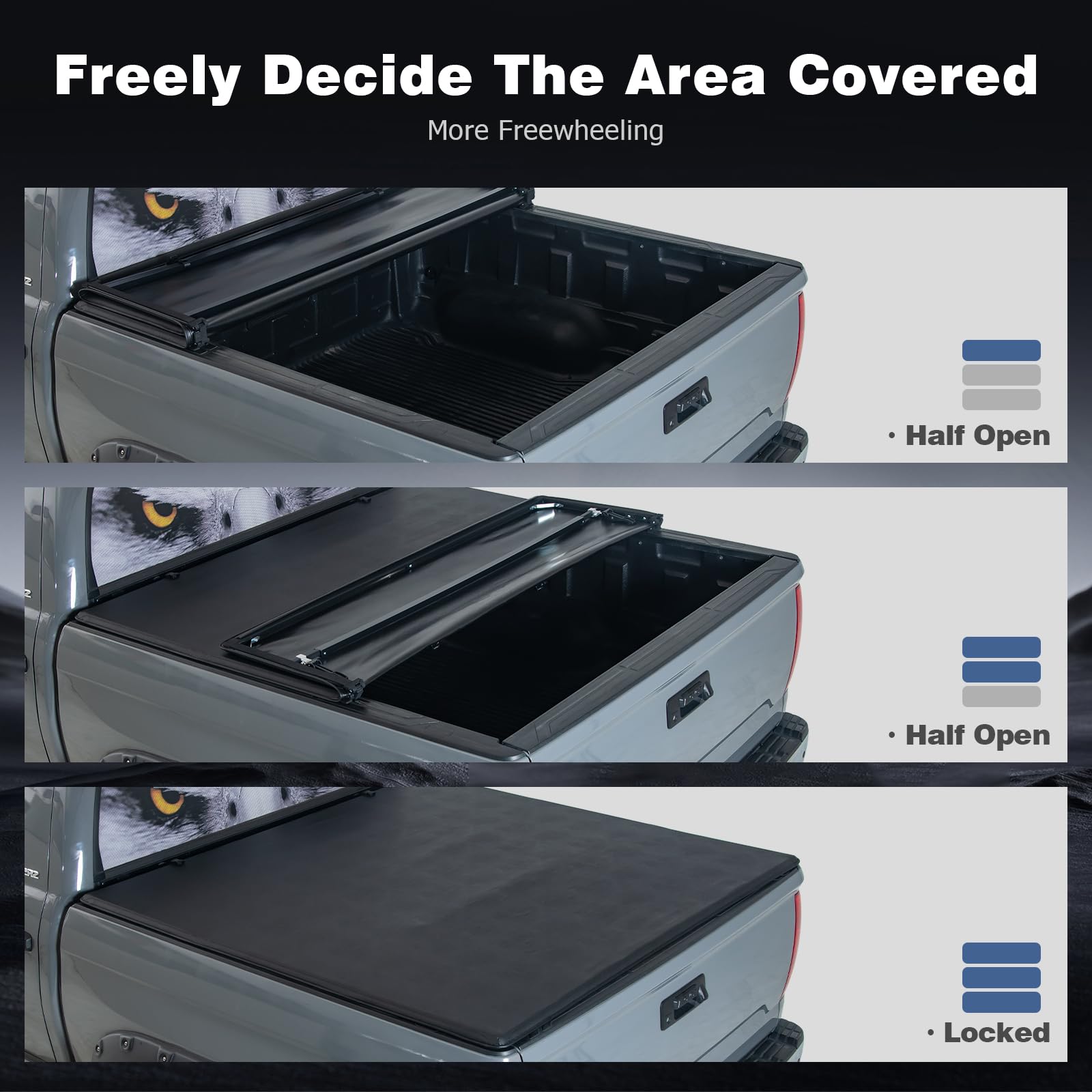Logan Soft Tri-Fold Tonneau Cover for 2019-2025 Chevrolet Silverado & GMC Sierra 1500 (5.8ft/69.9
