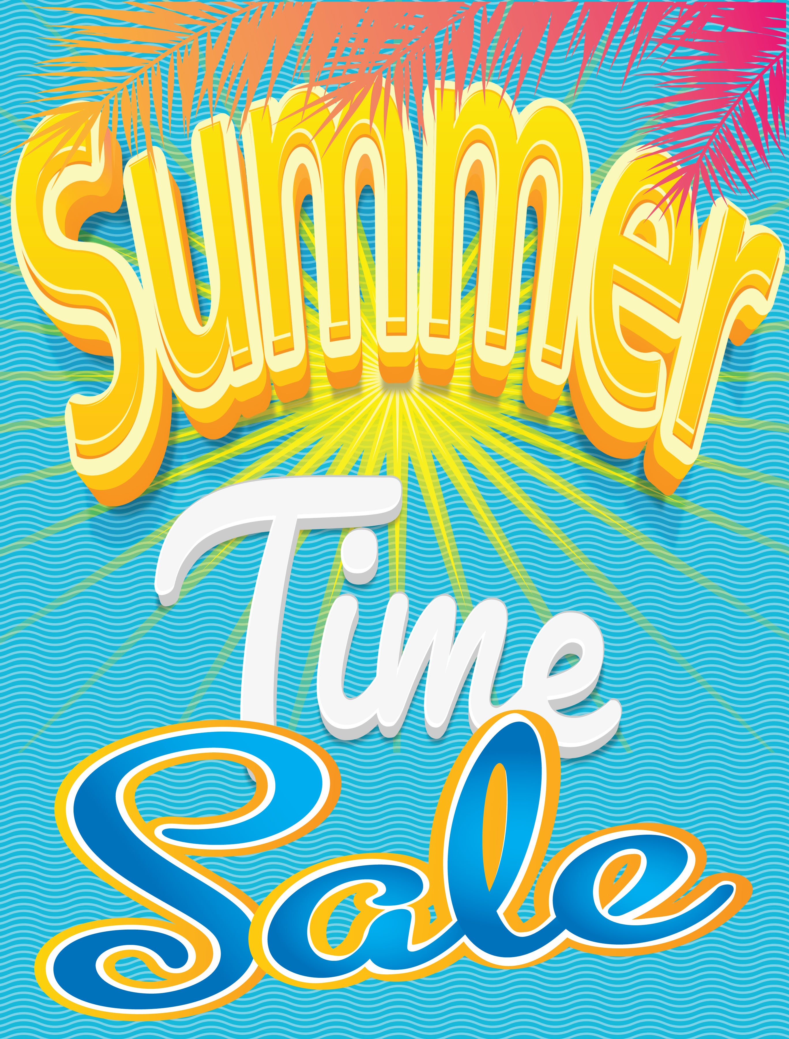 Summer Time Sale Vinyl Window Sign - Waterproof & Durable Decal for Storefronts, Restaurants & Retail Displays