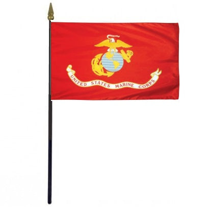 US Marines Stick Flag 4x6 Inch - Patriotic Desktop Flag for Office, Home & Car Decor - Perfect for Military Supporters & Veterans Gifts