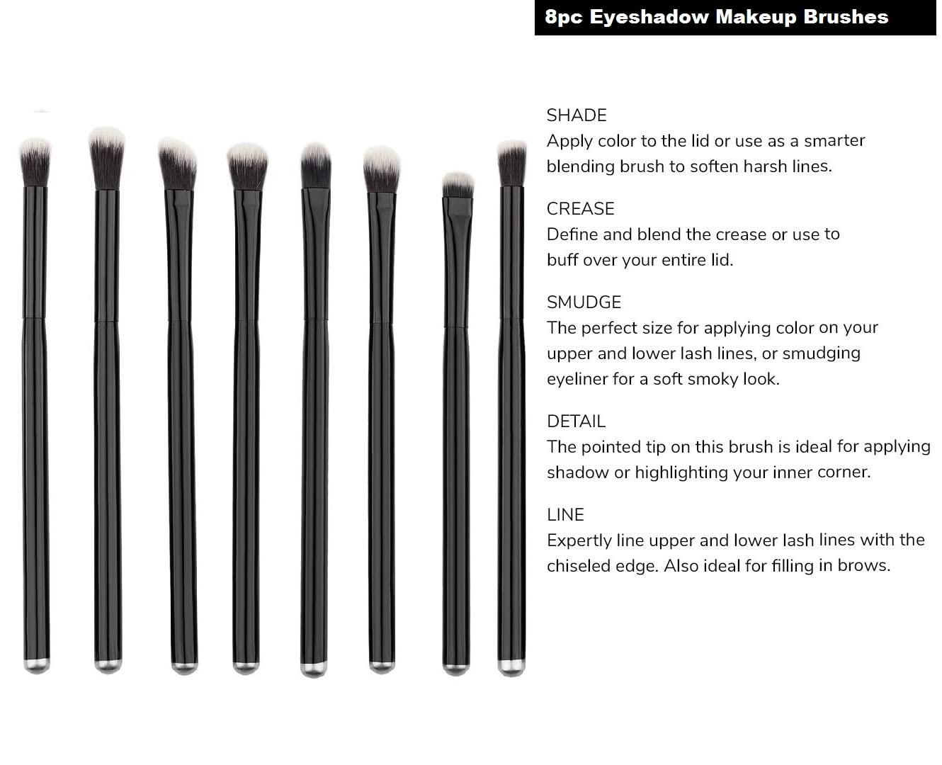 Faigy 8-Piece Professional Eyeshadow Brush Set – Soft Makeup Brushes for Eyeshadow, Eyebrow, Eyeliner, Blending, Shading & Crease | Includes Brush Cleaner & Sponge | Perfect for Everyday Makeup, Contouring & Smokey Eye Looks