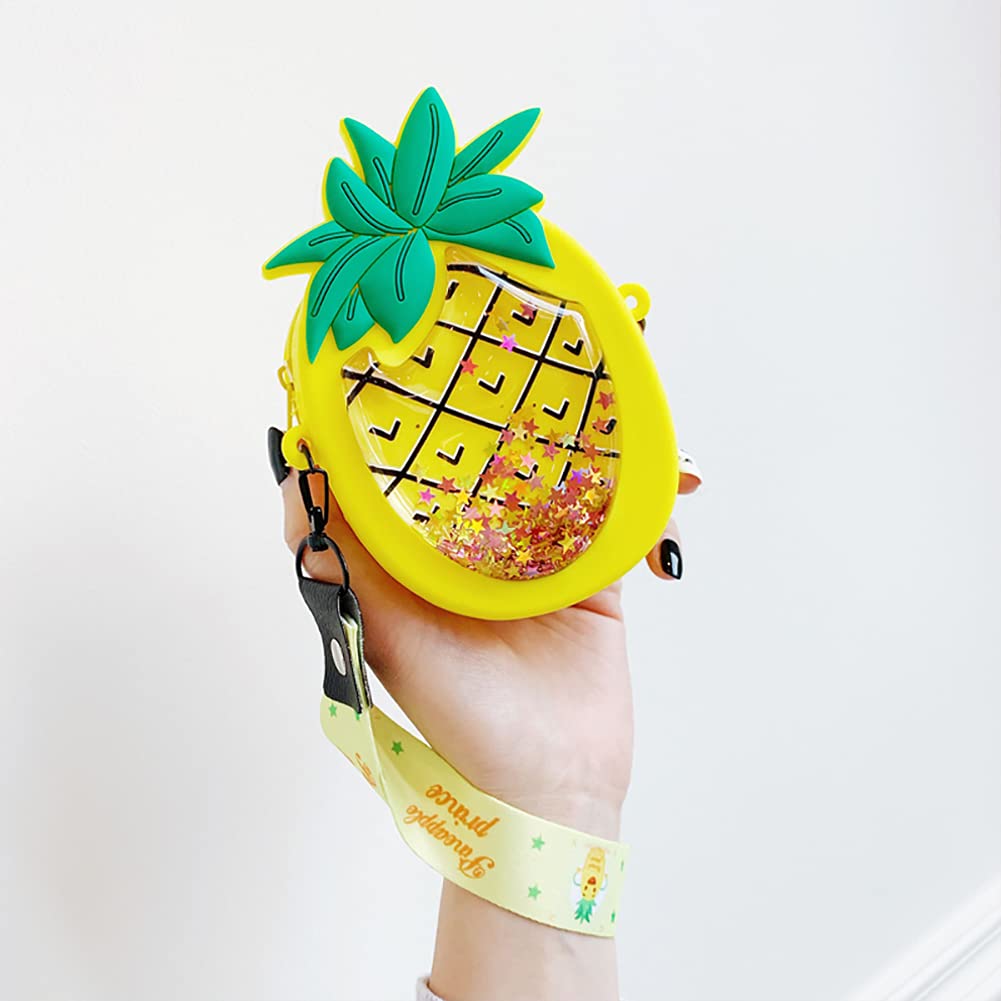3D Cartoon Avocado Silicone Coin Wallet - Cute Purse & Keychain for Kids, Headphone & Makeup Accessories Storage - Fun Gift with Lanyard (Pineapple Design) - Perfect for School, Travel & Daily Use