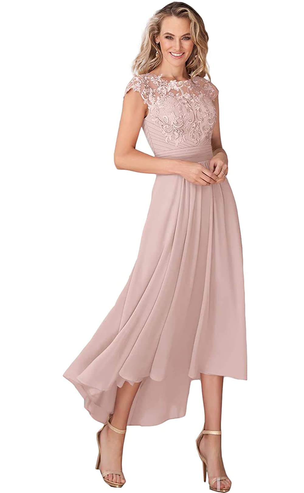 Elegant Cap Sleeve Mother of The Bride Dress with Pockets | Chiffon Ankle-Length Formal Evening Gown for Weddings, Parties & Special Occasions