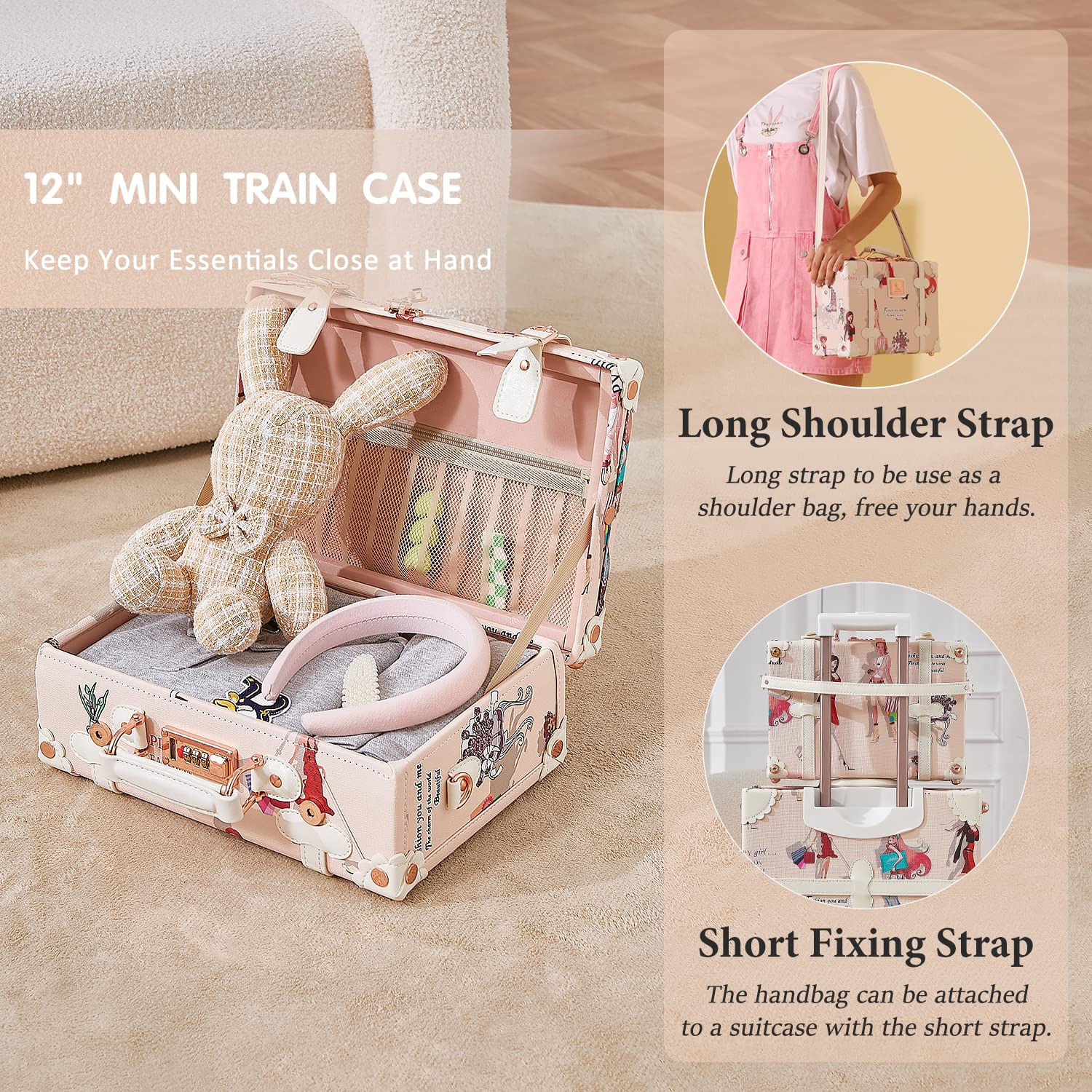 Vintage 2-Piece Suitcase Set with 12
