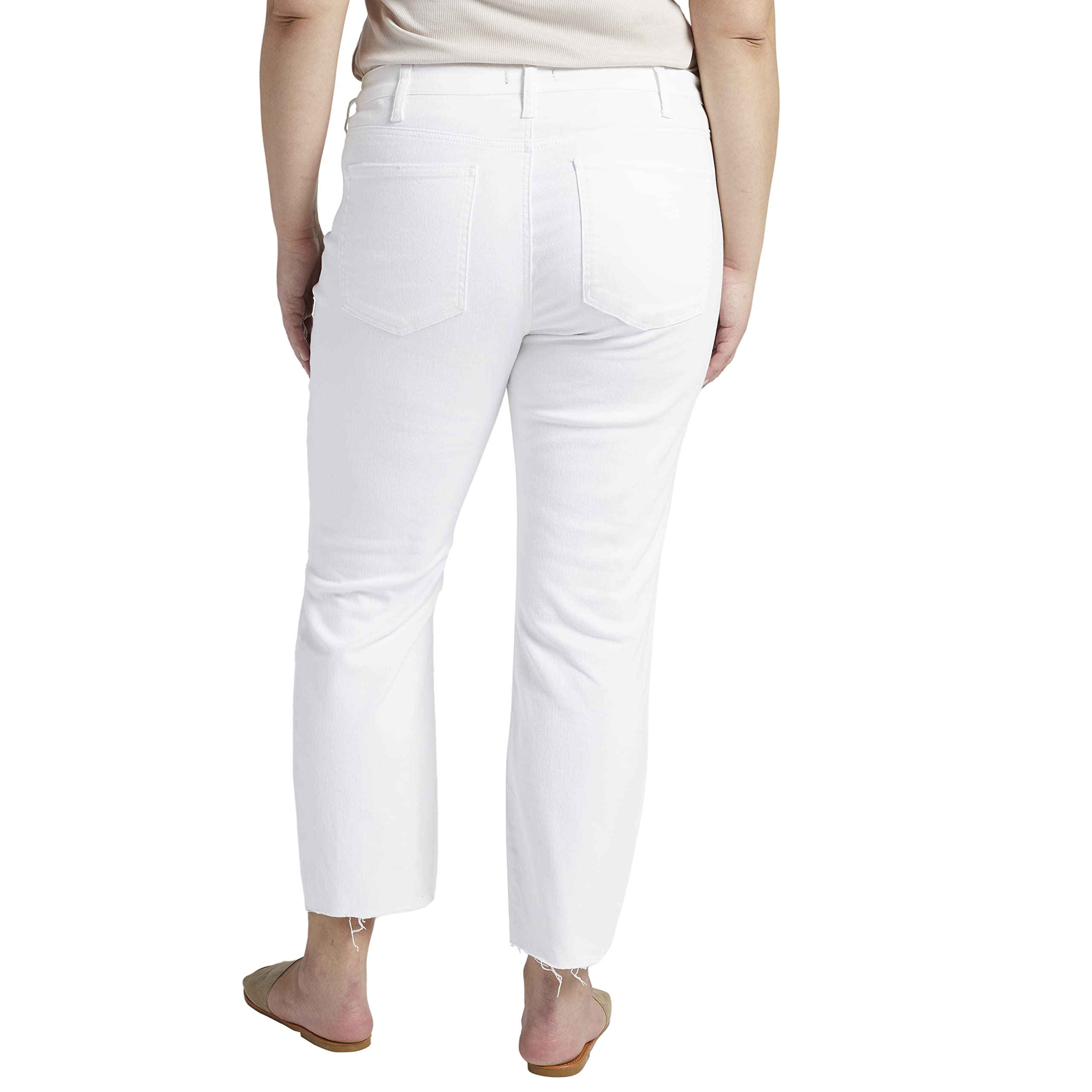 Silver Jeans Co. Women's Plus Size Most Wanted Mid Rise Straight Crop Jeans - Comfortable Stretch Denim Pants for Casual Wear & Everyday Outfits