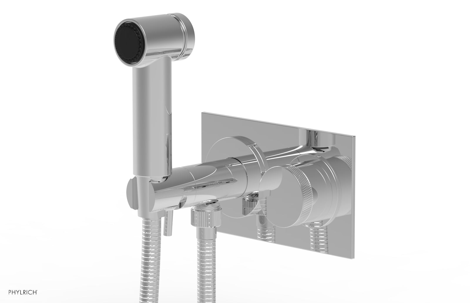 BASIC II Wall Mounted Bidet with Knurled Handle - 230mm Spray Head, 65mm Mounting Centers - Perfect for Bathroom Hygiene & Comfort