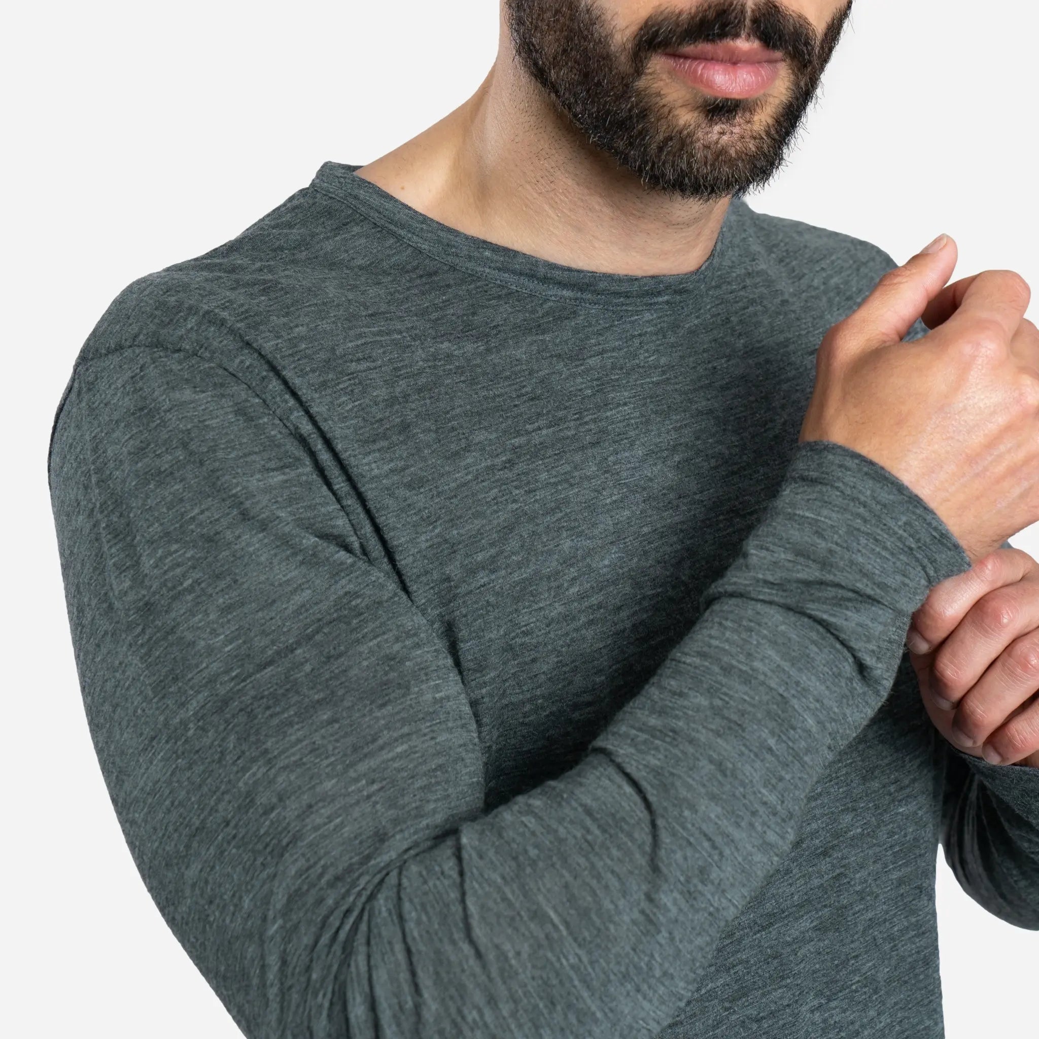 Premium Men's Alpaca Wool Long Sleeve T-Shirt - 160 Ultralight Thermal Base Layer for Hiking, Camping & Winter Outdoor Activities