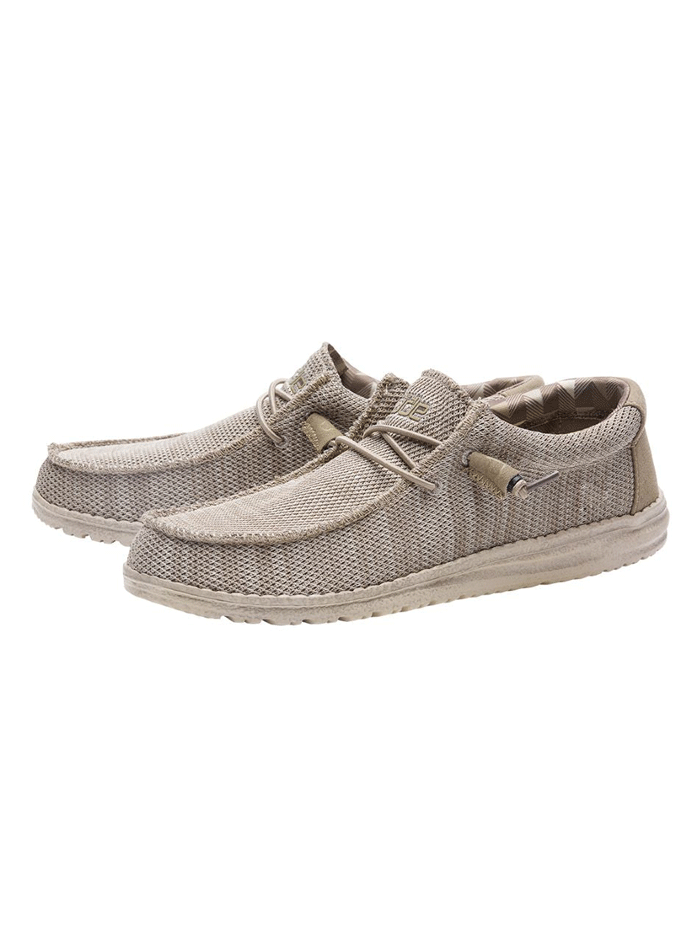 Hey Dude Men's Wally Sox Comfortable Slip-On Shoes - Beige Size 8 | Lightweight Breathable Casual Loafers for Walking, Travel & Everyday Wear