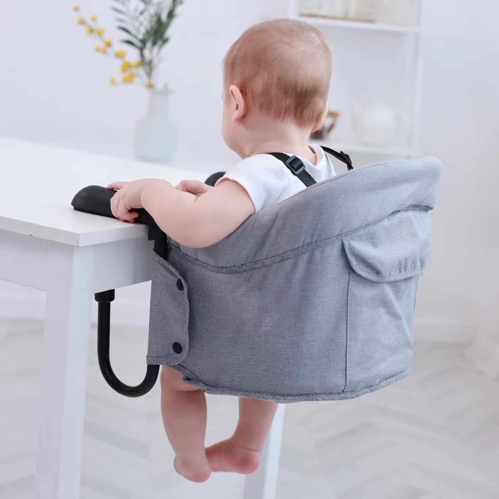 Hook On High Chair for Babies - Portable Clip On Feeding Seat with Fold-Flat Storage, Heavy Duty Design for Home & Travel - Perfect for Dining, Outdoor Picnics, and Restaurant Use