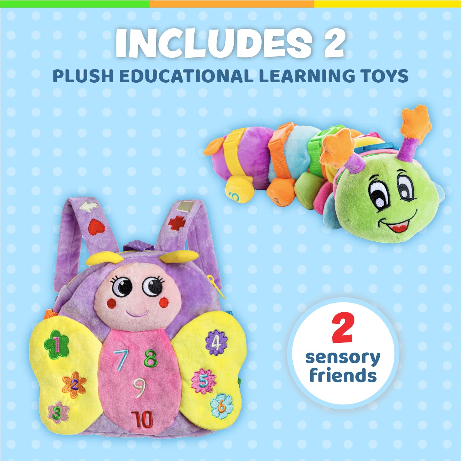 Buckle Toys - Blossom Butterfly & Bentley Caterpillar Bug Buddies Bundle Set | Sensory Learning Toys for Toddlers | Perfect for Travel, Daycare & Autism Therapy