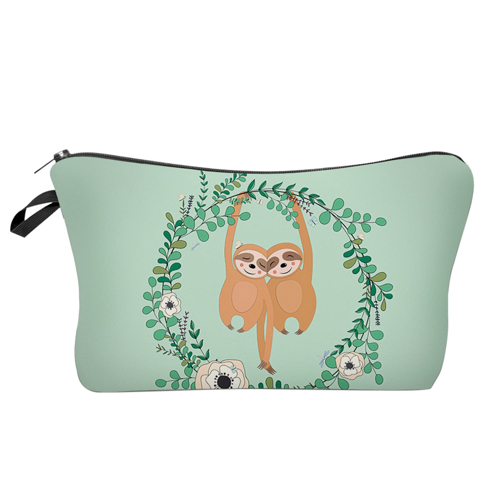 Sloth Pattern Makeup Bag - Large Capacity Hanging Toiletry Bag with Ring, Multipurpose Cosmetic Pouch for Travel, Vacation & Daily Use | Perfect for Organizing Cosmetics, Skincare & Essentials