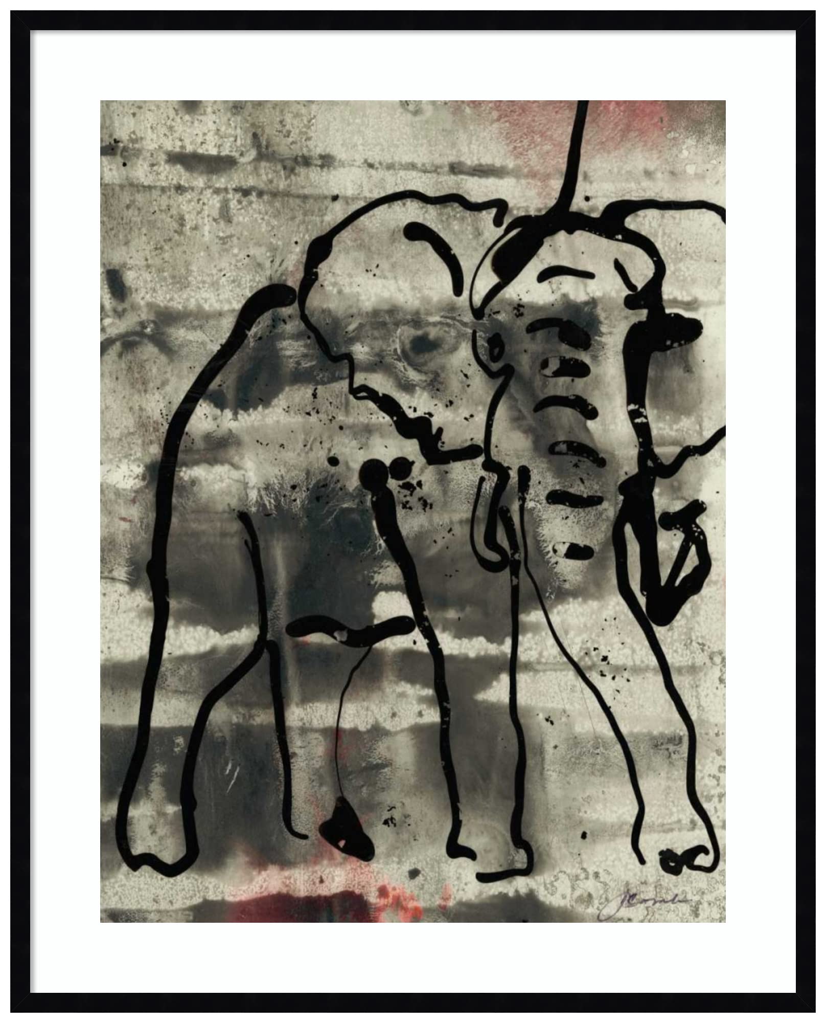 Amanti Art Framed Abstract Elephant Wall Art Print 41x33 - Modern Contemporary Decor by Joyce Combs | Large Poster Painting for Living Room, Bedroom, Bathroom & Kitchen | Perfect for Home Office, Dorm & Gift Giving