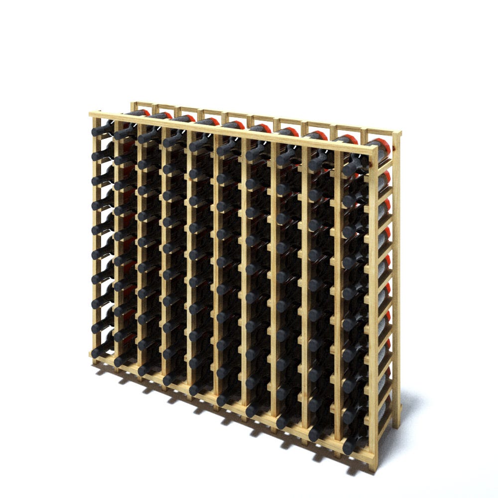 10-Slot Pine Wood Wine Rack - Sturdy Wall Mounted or Freestanding Wine Bottle Storage Organizer for Kitchen, Dining Room, Bar or Cellar