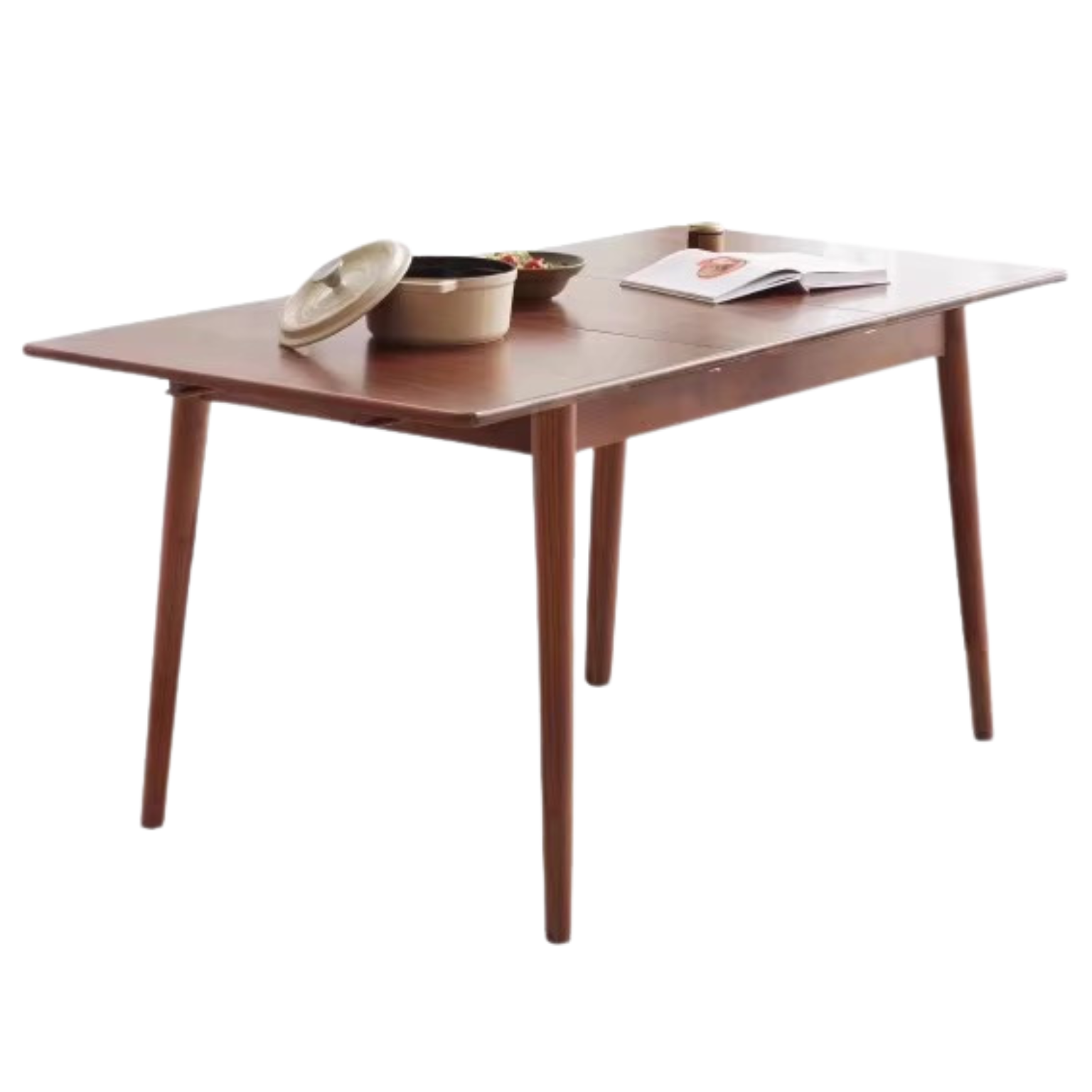 Solid Oak & Black Walnut Extendable Folding Dining Table - Expandable Wooden Table for Small Spaces, Dinner Parties & Family Gatherings
