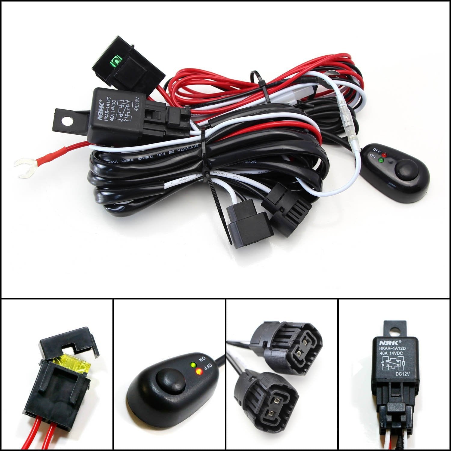 5202 PSX24W Relay Harness Wire Kit with LED ON/OFF Switch - Compatible with Fog Lights, HID Work Lamps, Off-Road Vehicles & Truck Accessories - Waterproof & Durable Electrical Wiring Solution