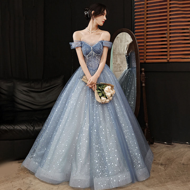 Blue A-Line Tulle Prom Dress with Sweetheart Neckline | Shiny Formal Party Gown for Sweet Princess | Perfect for Prom, Homecoming, Quinceañera & Special Occasions