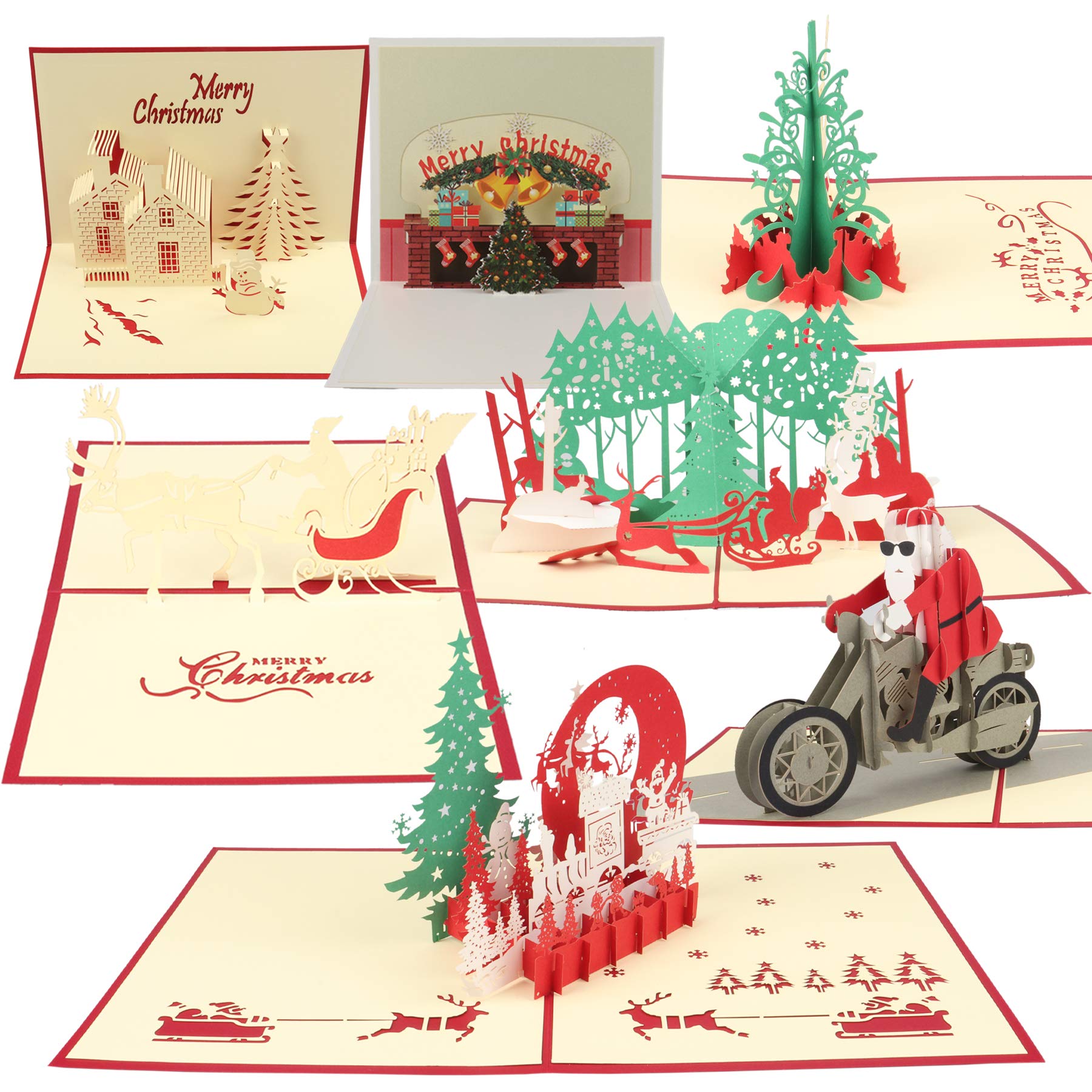 3D Christmas Pop Up Greeting Cards - Handmade Holiday Thank You Cards with 7 Envelopes for Xmas, Valentine's Day Gifts (7Pcs) - Perfect for Holiday Greetings, Office Party Favors & Family Keepsakes