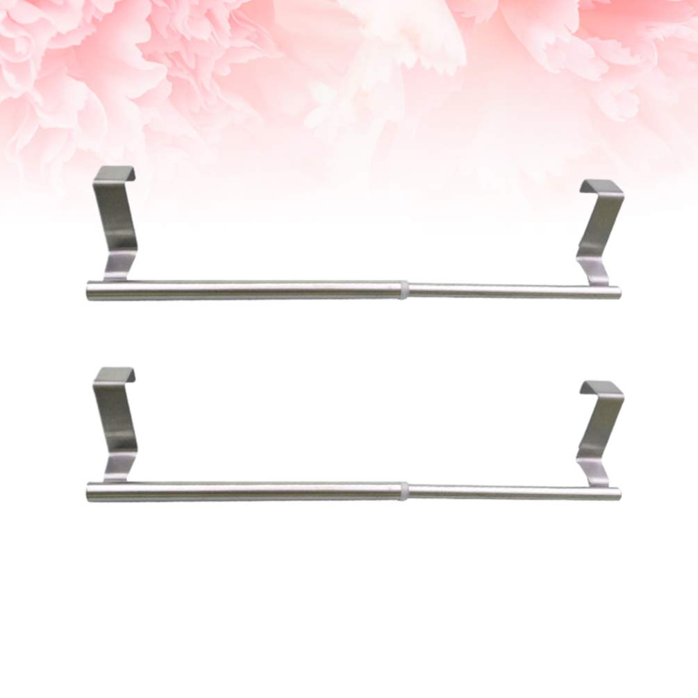TOPBATHY 2-Pack Stainless Steel Over Cabinet Towel Rack - Space Saving Kitchen & Bathroom Towel Holder for Doors, Shelves, and Storage - Perfect for Small Spaces, Apartments, and Dorm Rooms