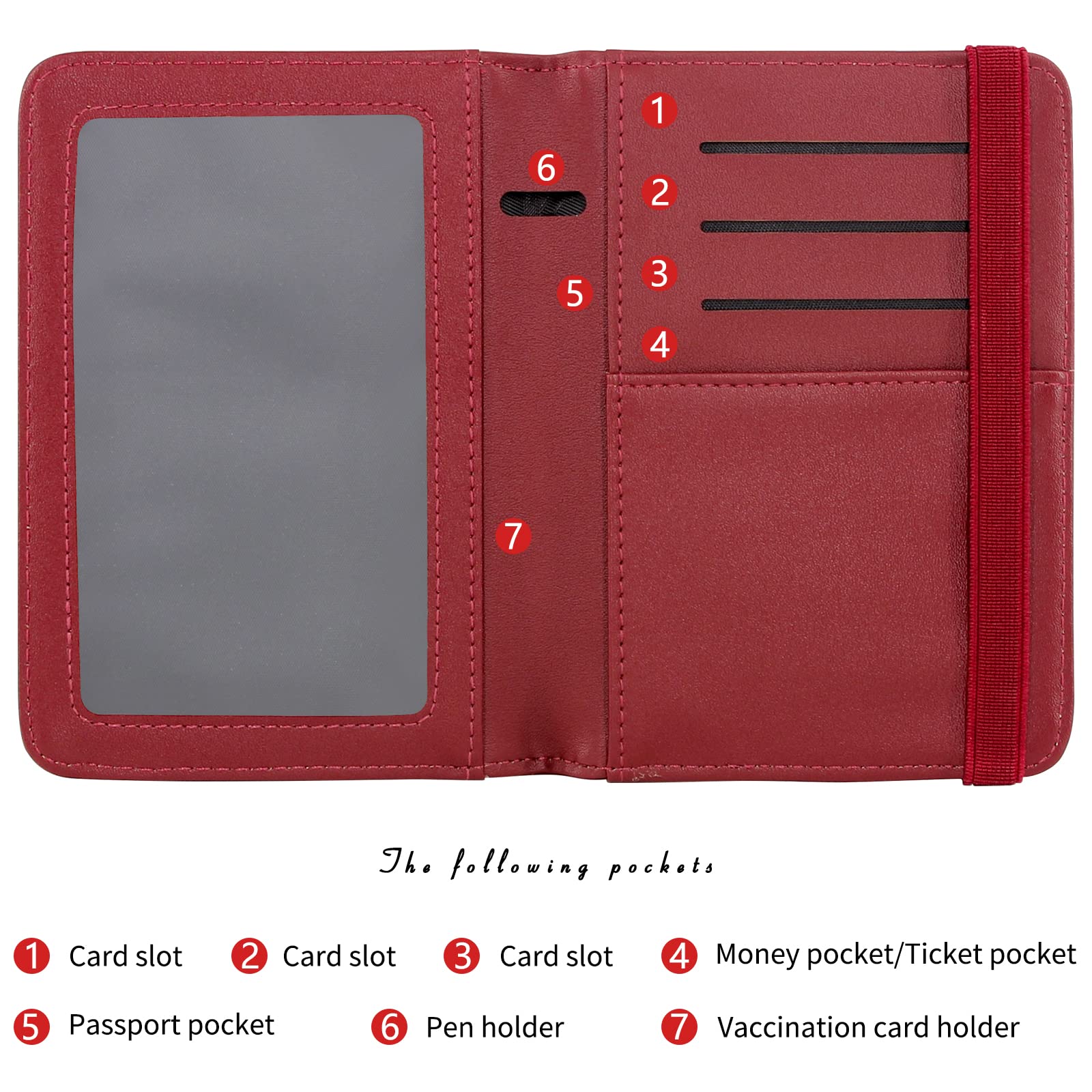 ZOPPEN RFID Blocking Passport Holder Wallet for Women & Men - Travel Document Organizer with Secure Cover Case - Perfect for Airports, Vacations & Business Trips (Wine)