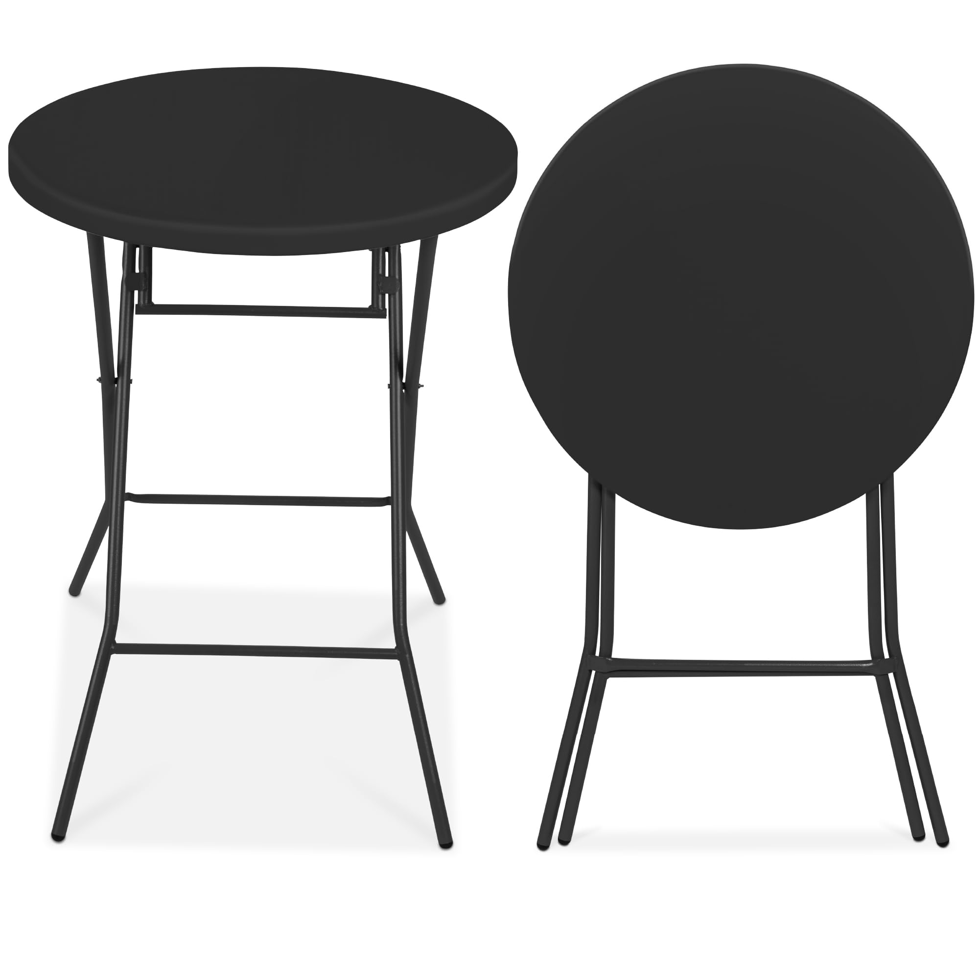 Best Choice Products 32-Inch Round Folding Bar Table - Heavy Duty 330lb Capacity Metal Frame with Locking Legs for Indoor & Outdoor Use - Perfect for Patio, Backyard, Dining Room, Parties, and Events - Black