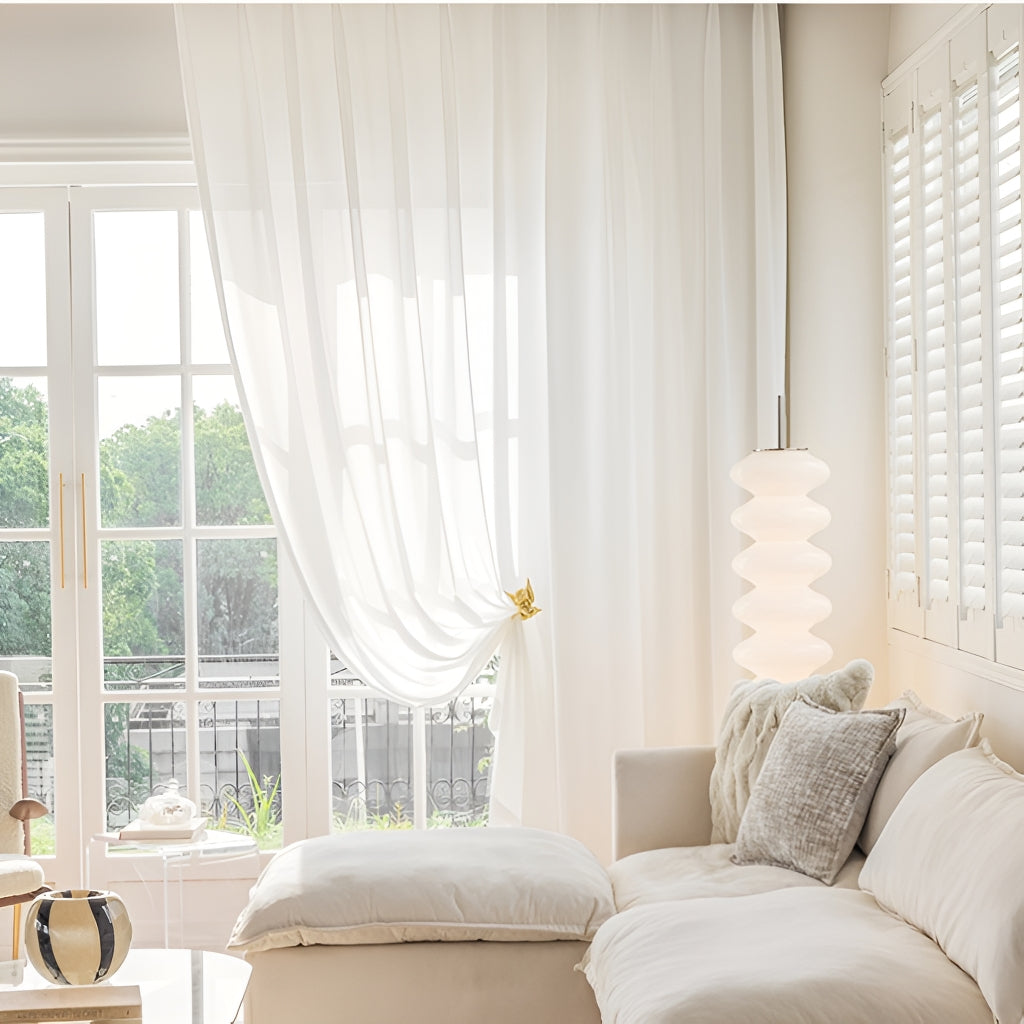 Tabitha Airy Gauze White Sheer Grommet Custom Curtains - Light Filtering Window Drapes for Living Room, Bedroom & Nursery