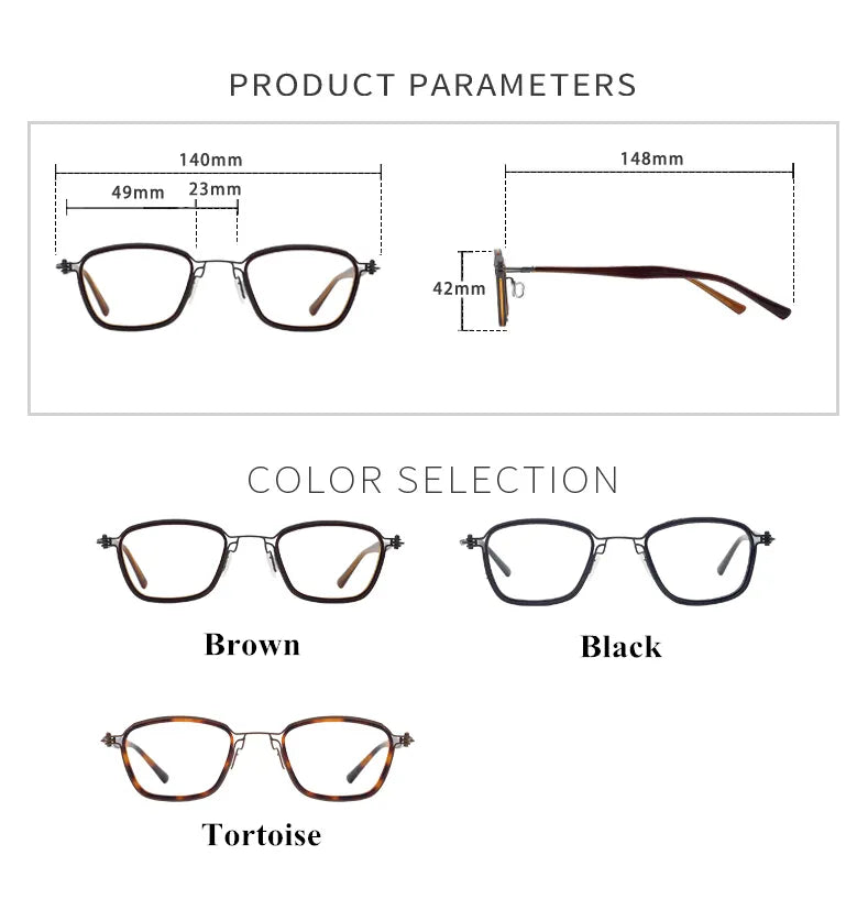 Unisex Black Titanium Acetate Square Full Rim Eyeglasses SC19 - Stylish & Durable Glasses for Work, Reading & Everyday Wear