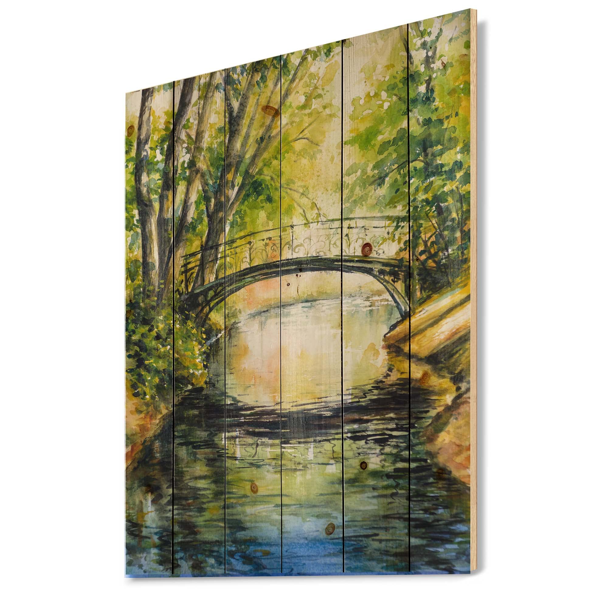 Forest Park Lake Wood Wall Art - Large Landscape Panel for Home Decor