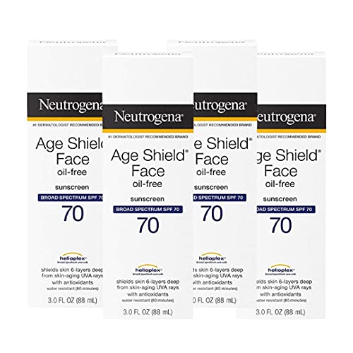 Oil Free Sunscreen SPF 70 - Non-Greasy, Water Resistant Sunblock for Face & Body | Oxybenzone Free, Lightweight & Matte Finish | 3 Fl Oz (Pack of 4) | Perfect for Beach, Swimming & Outdoor Activities